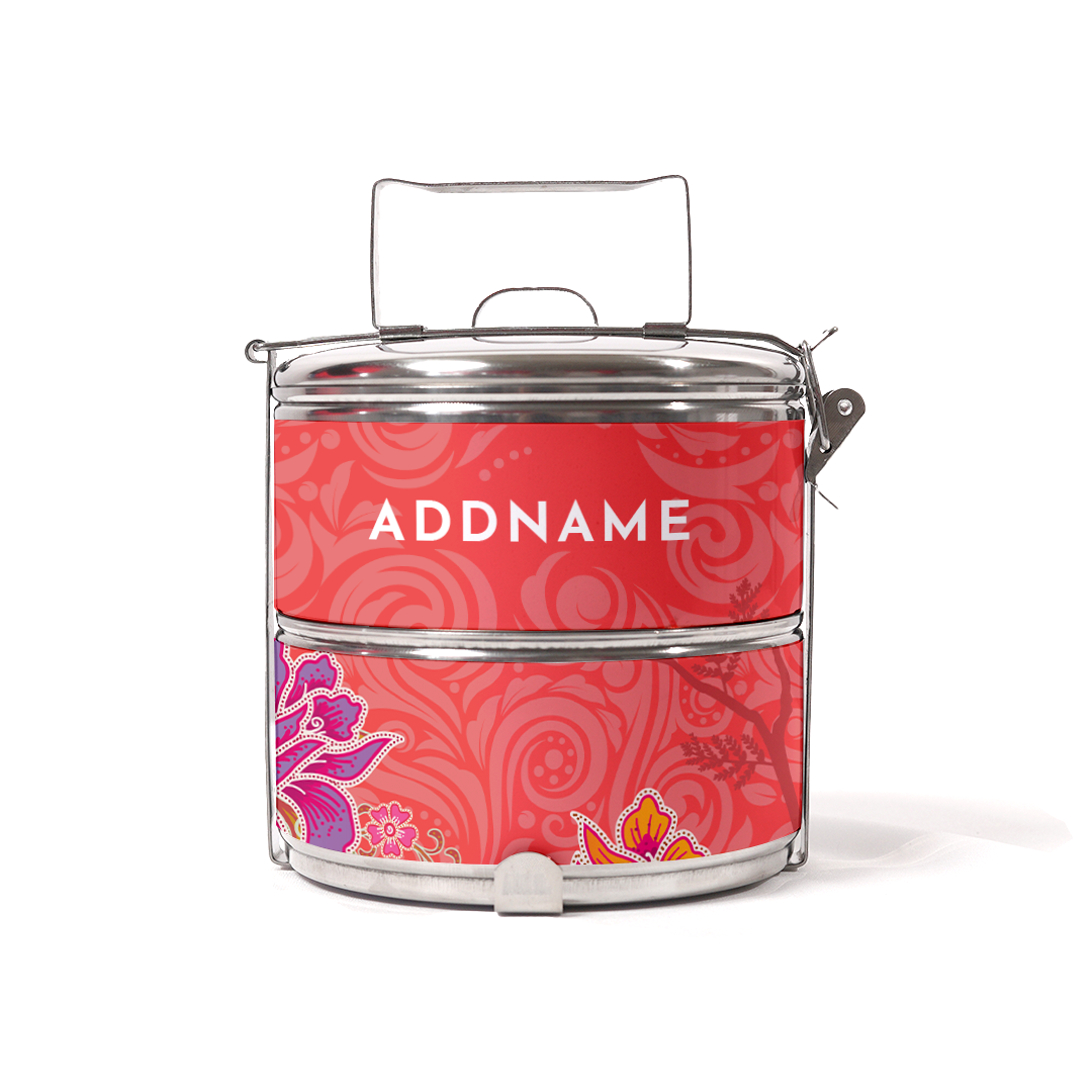 Modern Mahsuri Red - Two-Tier Tiffin Carrier