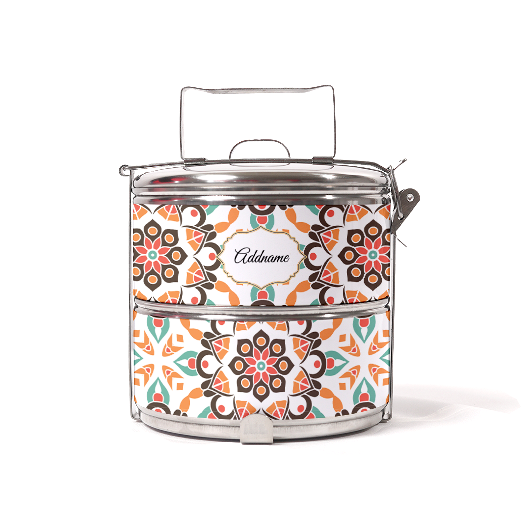 Moroccan Series - Arabesque Geo Brown - Two-Tier Tiffin Carrier