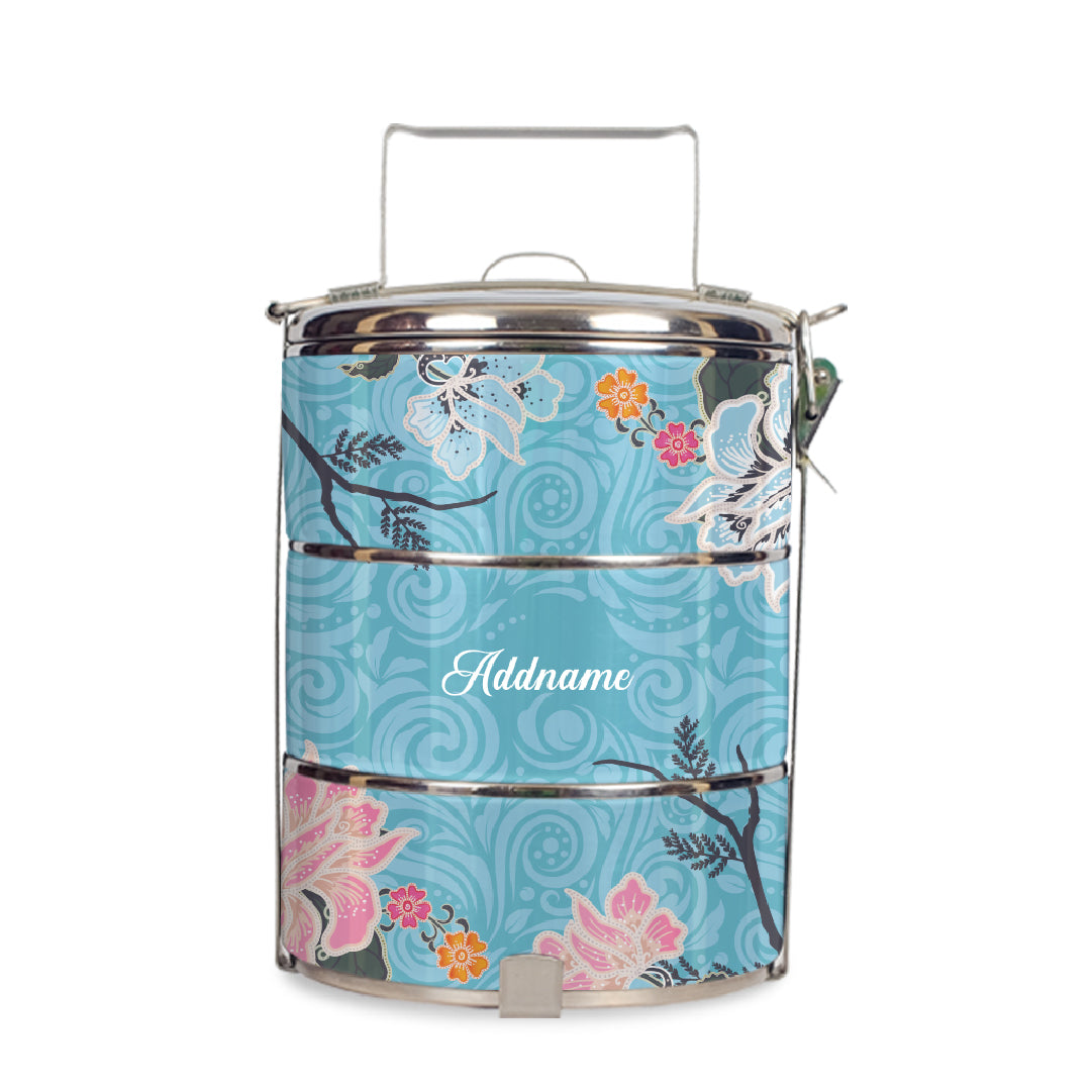 Modern Mahsuri Blue - Three-Tier Tiffin Carrier