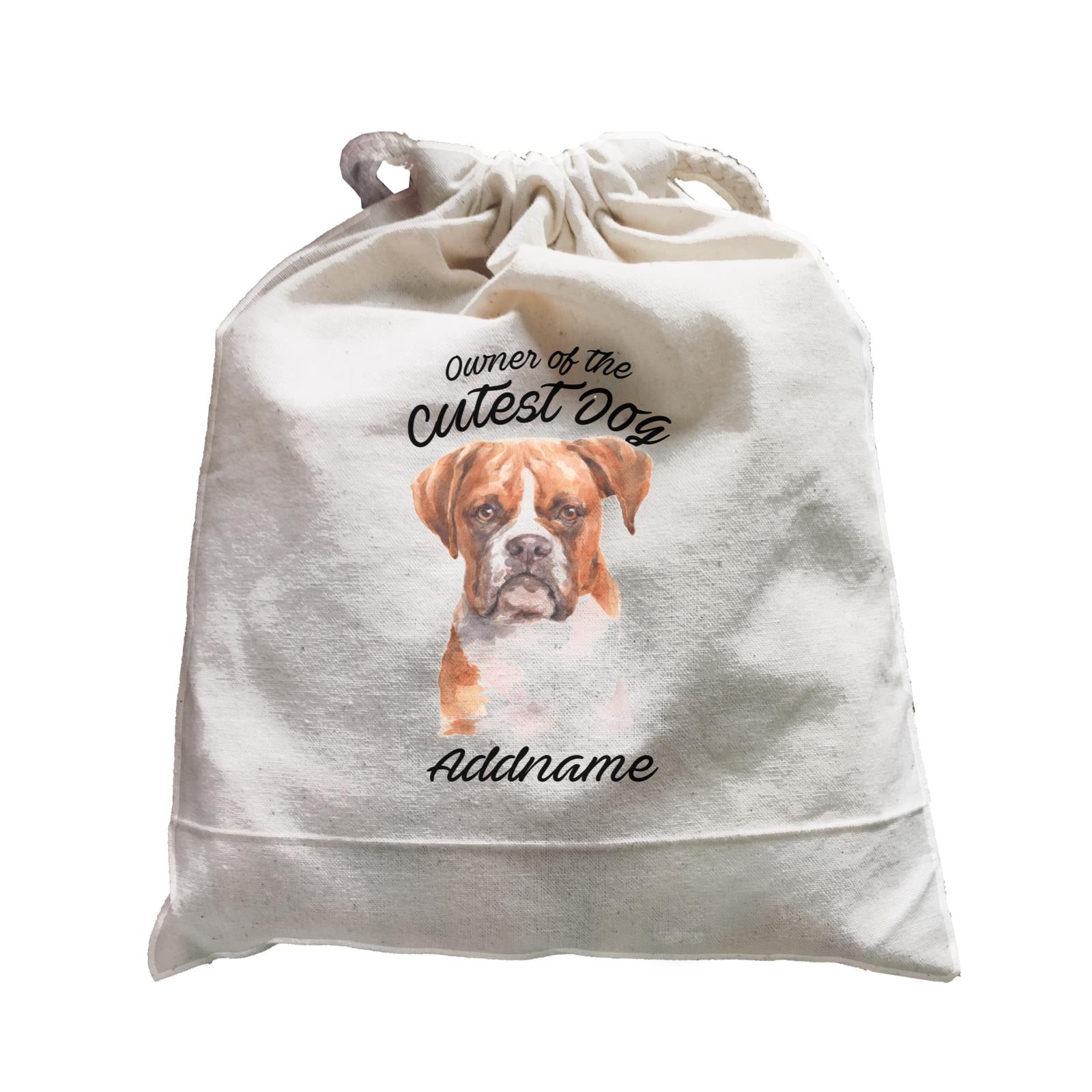 Watercolor Dog Owner Of The Cutest Dog Boxer Brown Ears Addname Satchel
