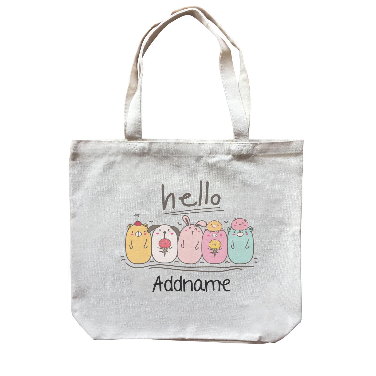 Cute Animals And Friends Series Cute Animals Ice Cream Group Addname Canvas Bag