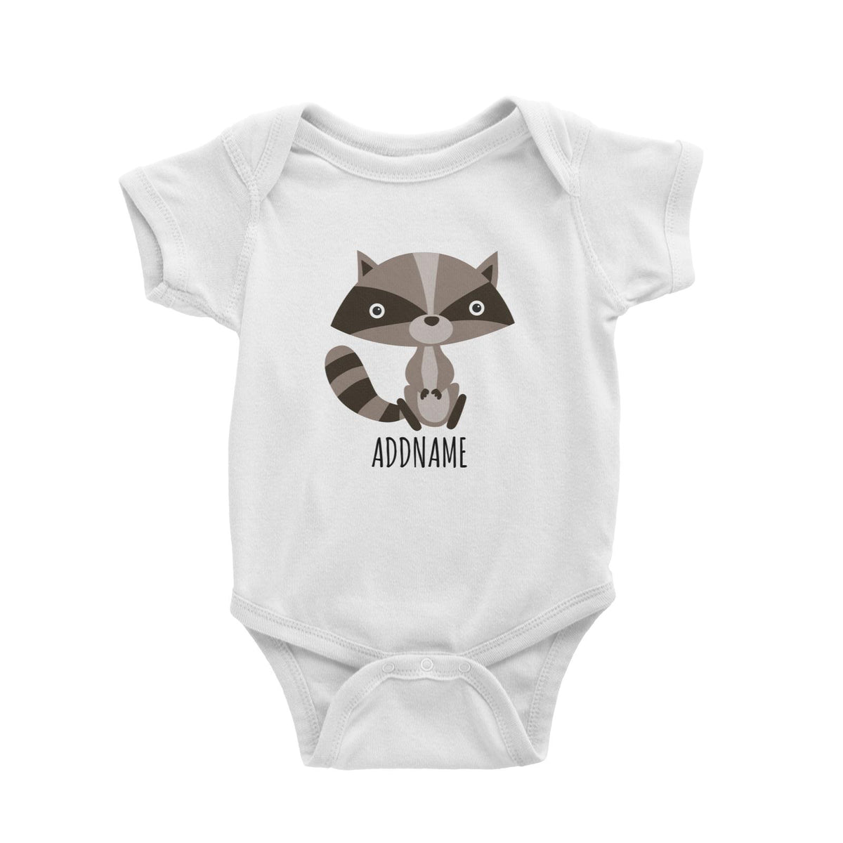 Forest Raccoon White White Baby Romper