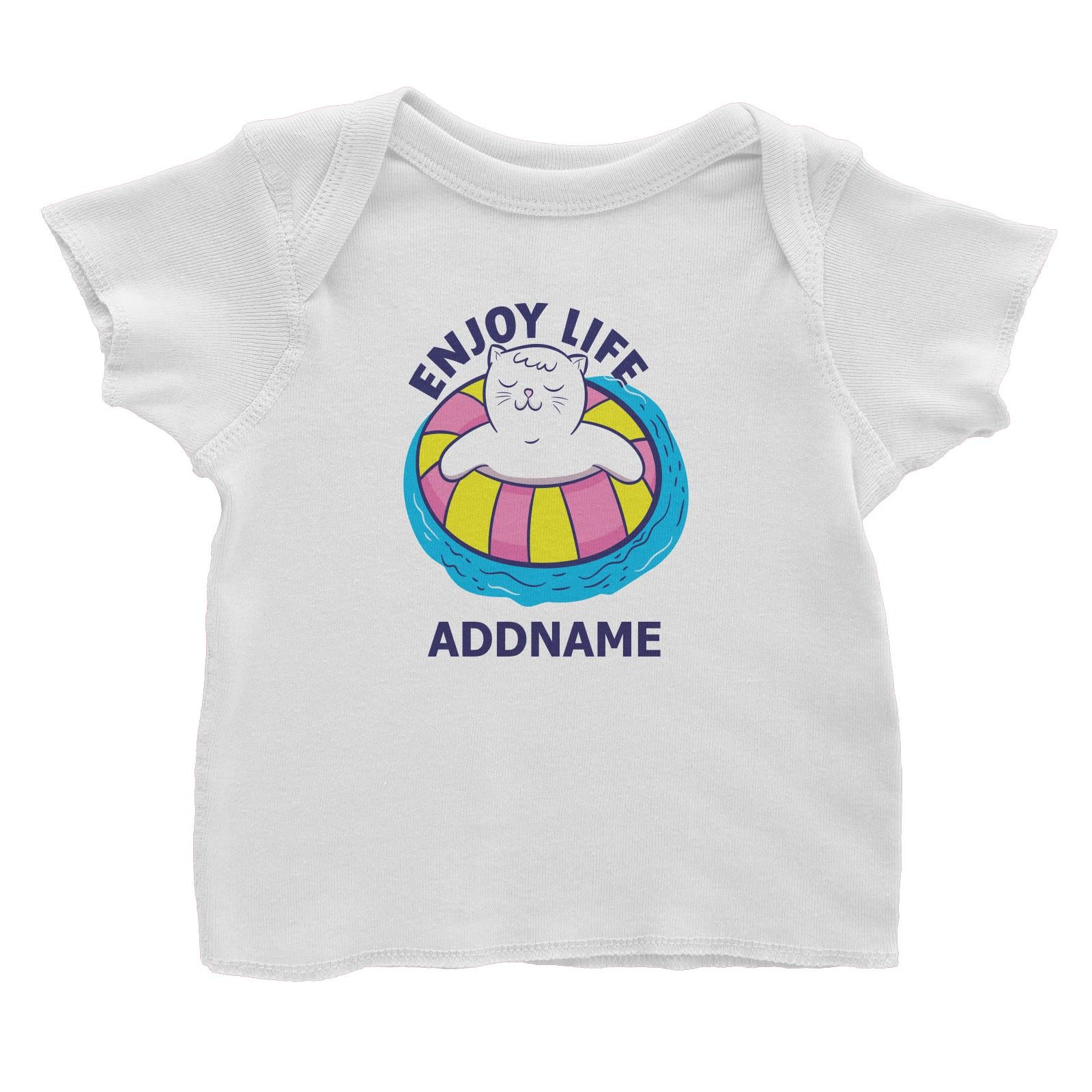 Cool Cute Animals Cats Enjoy Life Addname Baby T-Shirt