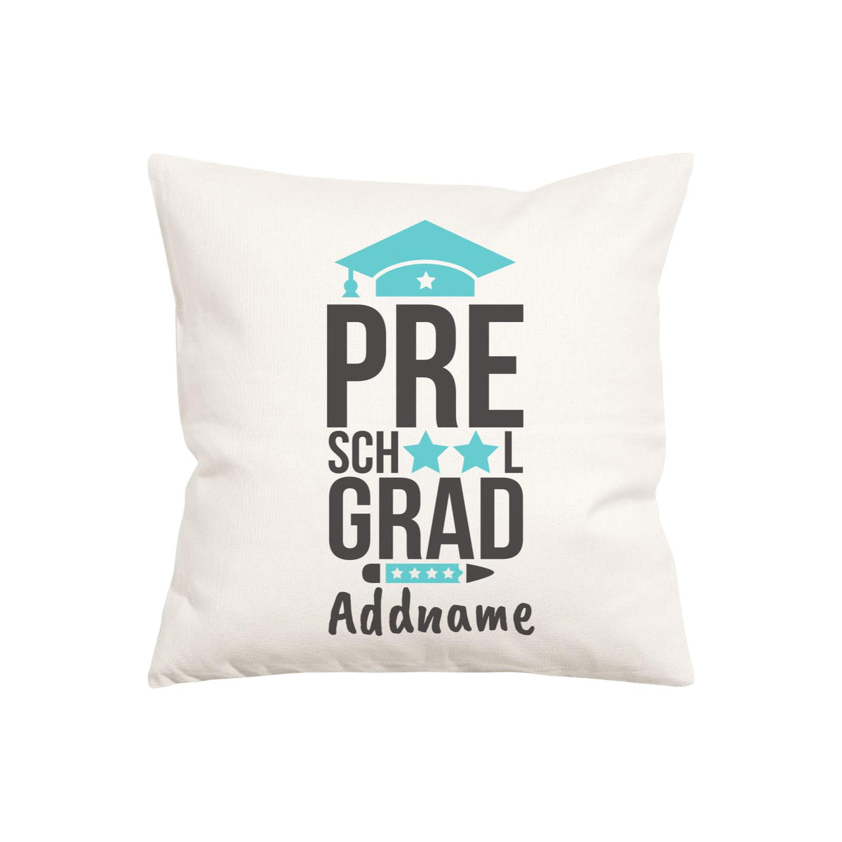 Graduation Series Pre-School Grad Blue Stars Pillow Cushion Cover with Inner Cushion