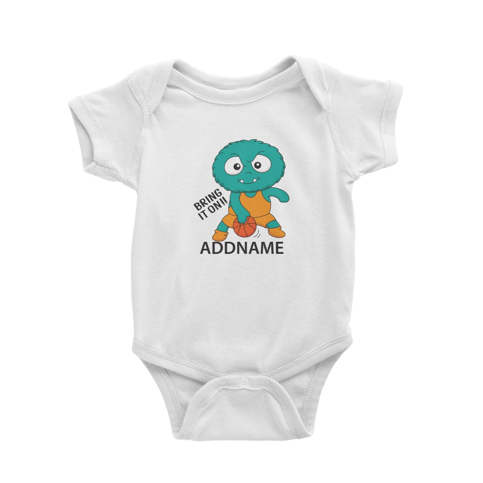 Cool Cute Monster Bring It On Basketball Monster Addname Baby Romper