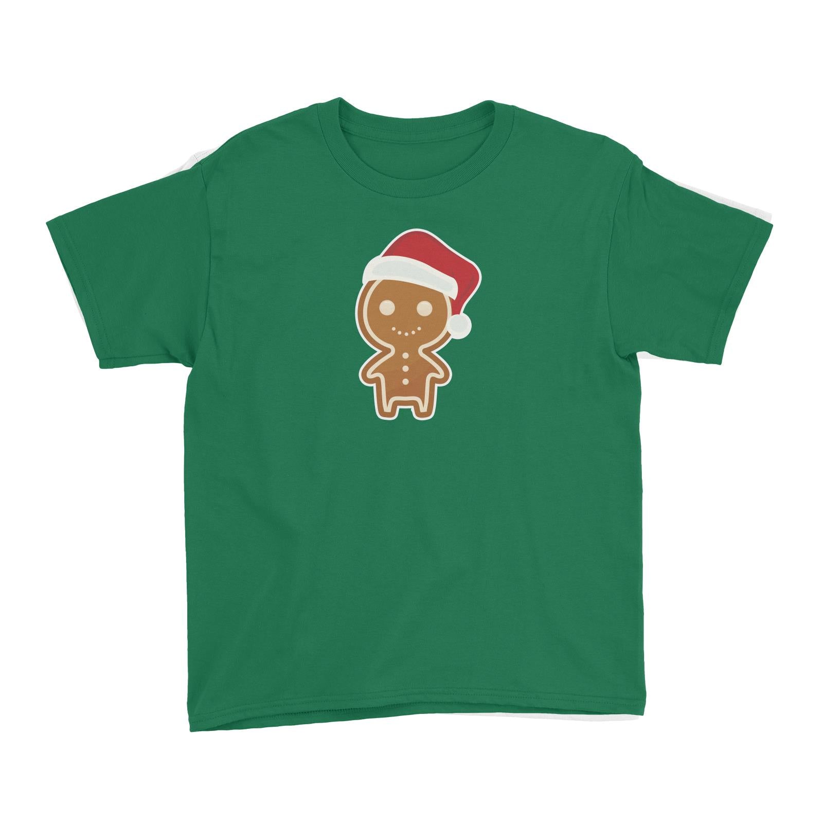 Cute Gingerbread Man with Santa Hat Kid's T-Shirt Christmas Matching Family Funny