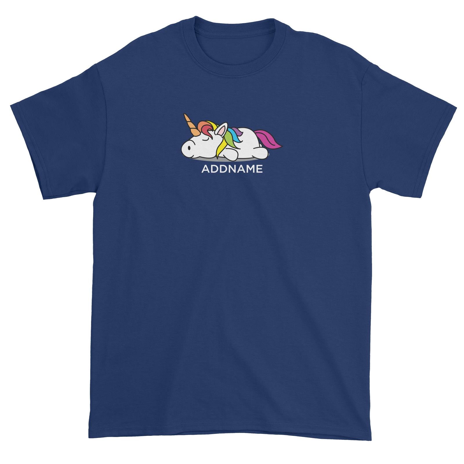Lazy Colourful Unicorn Addname Unisex T-Shirt