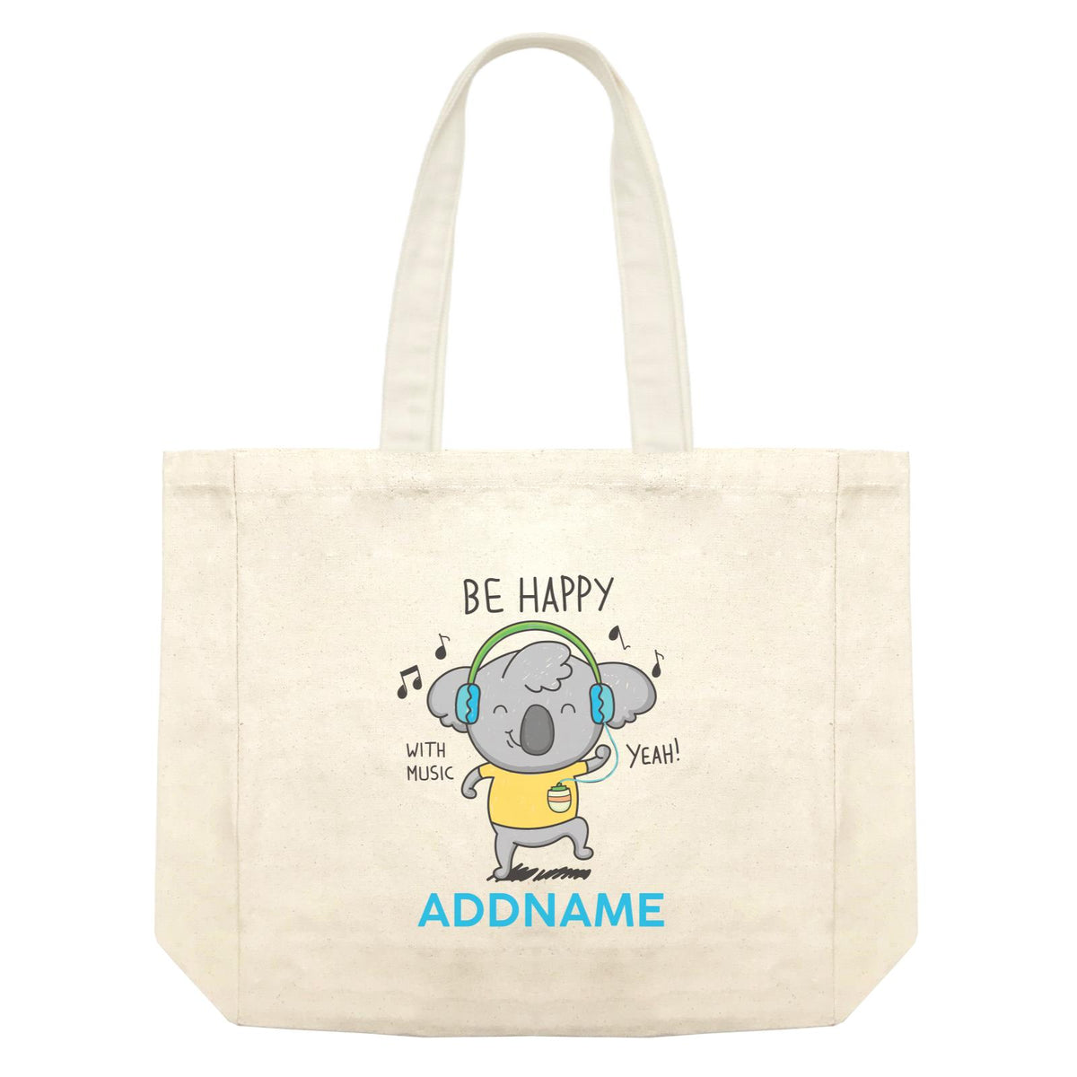 Cool Cute Animals Koala Be Happy With Music Addname Shopping Bag