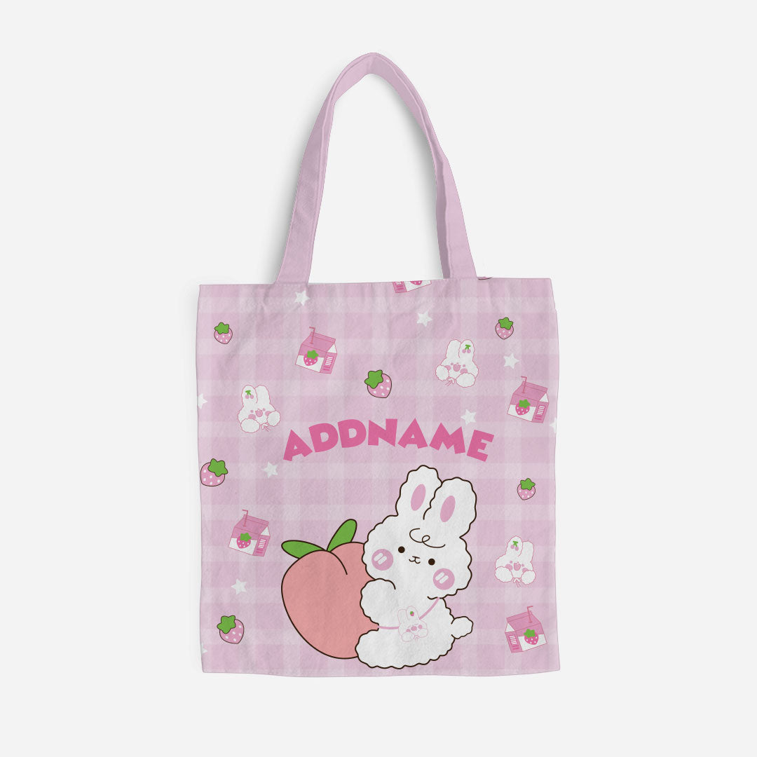 Cute Doodle Series Full Print Kids Canvas Bag - Pink Cute Bunny