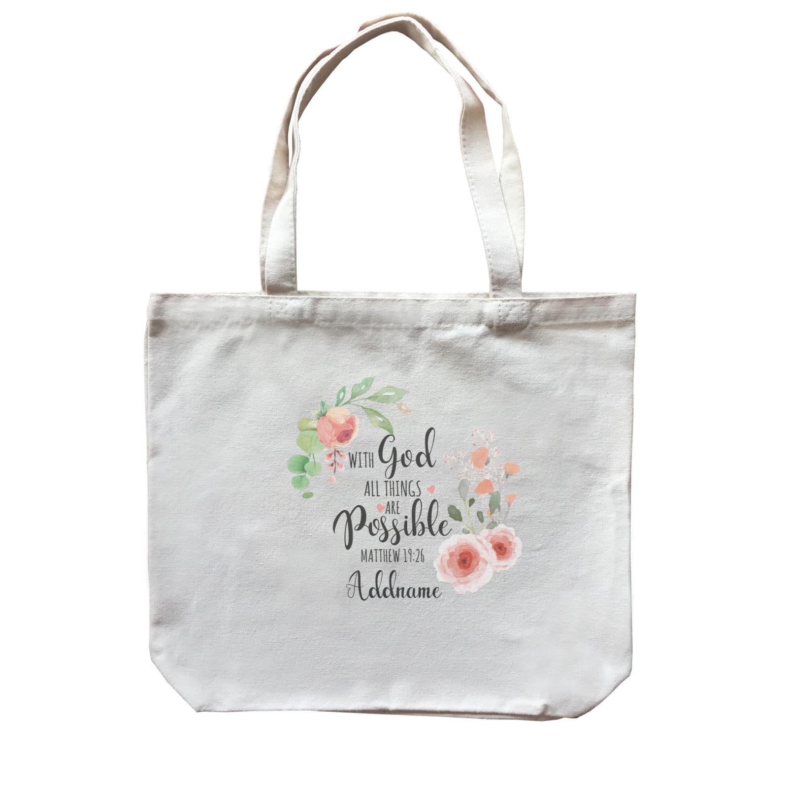 Gods Gift With God All Things Are Possible Matthew 19.26 Addname Canvas Bag
