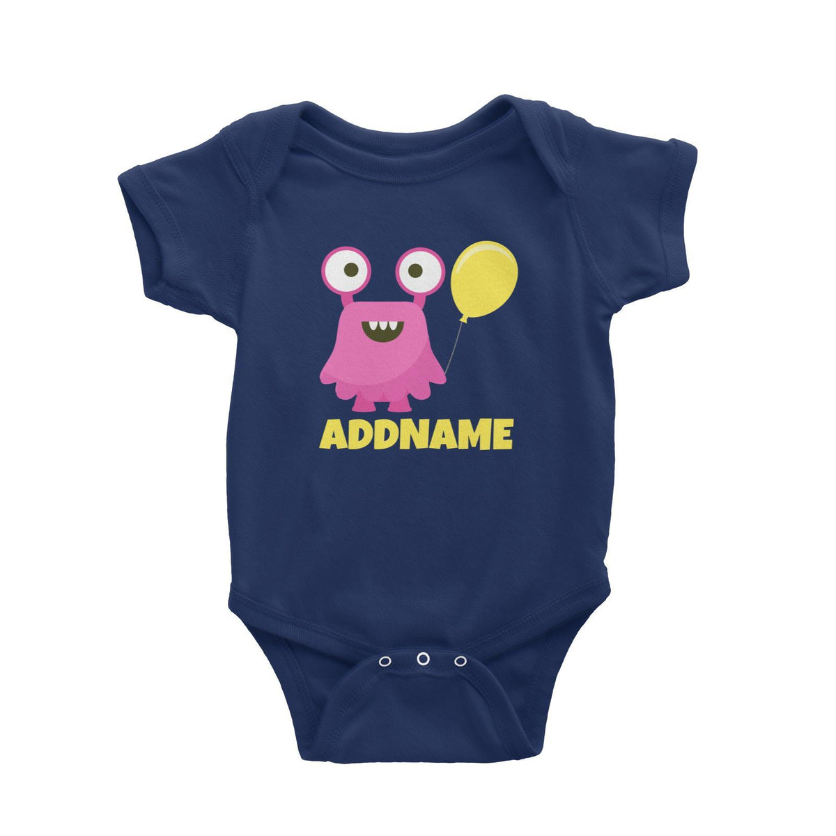 Pink Monster Birthday Theme Addname Baby Romper