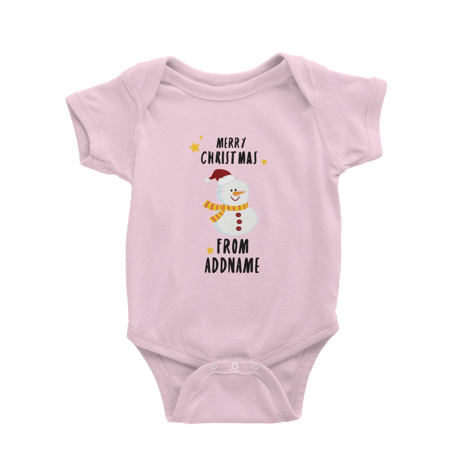 Cute Snowman Merry Christmas Greeting Addname Baby Romper  Personalizable Designs Matching Family