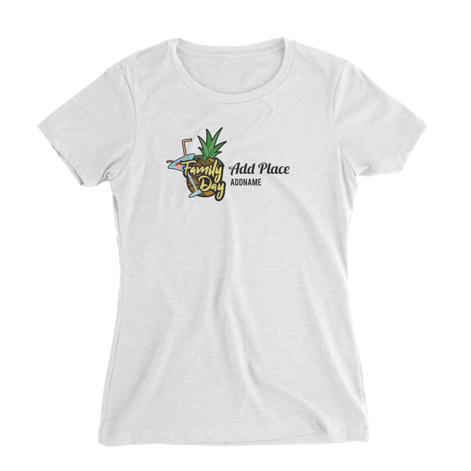 Family Day Tropical Pineapple Family Day Addname And Add Place Women Slim Fit T-shirt