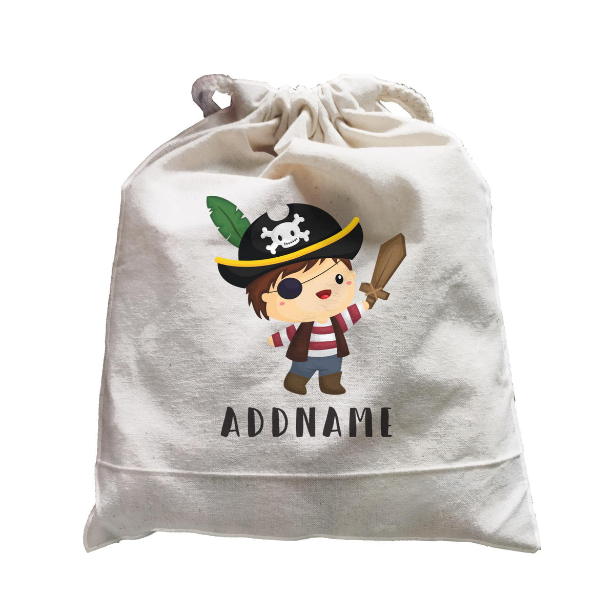 Birthday Pirate Captain Boy Playing Wodden Sword Addname Satchel