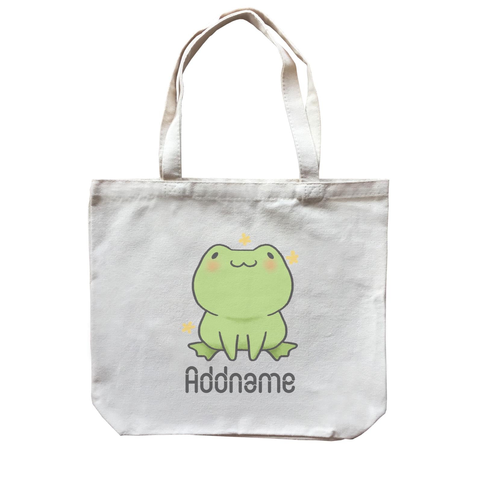 Cute Hand Drawn Style Frog Addname Canvas Bag