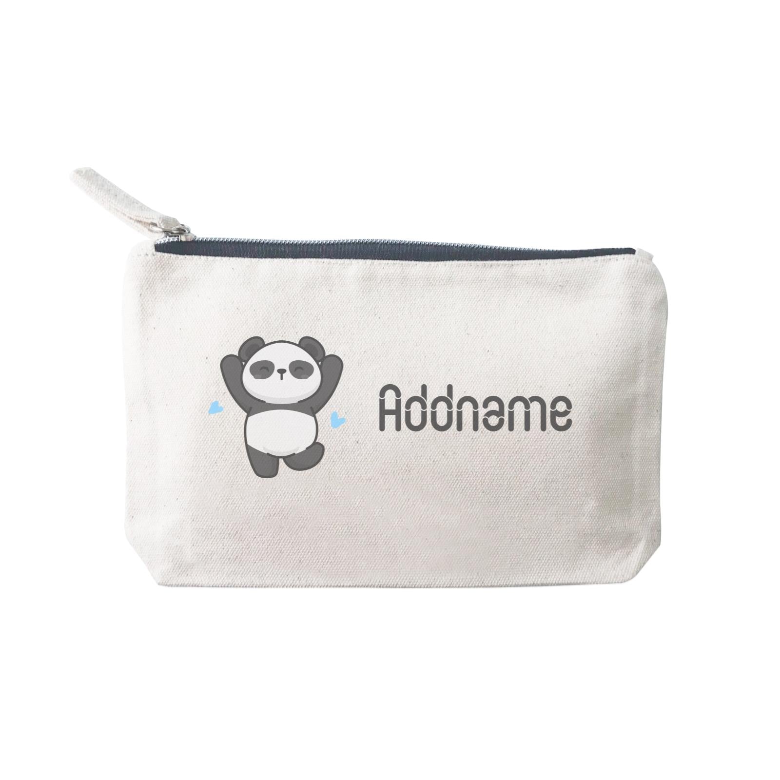 Cute Hand Drawn Style Panda Jumps with Joy Addname SP Stationery Pouch 2
