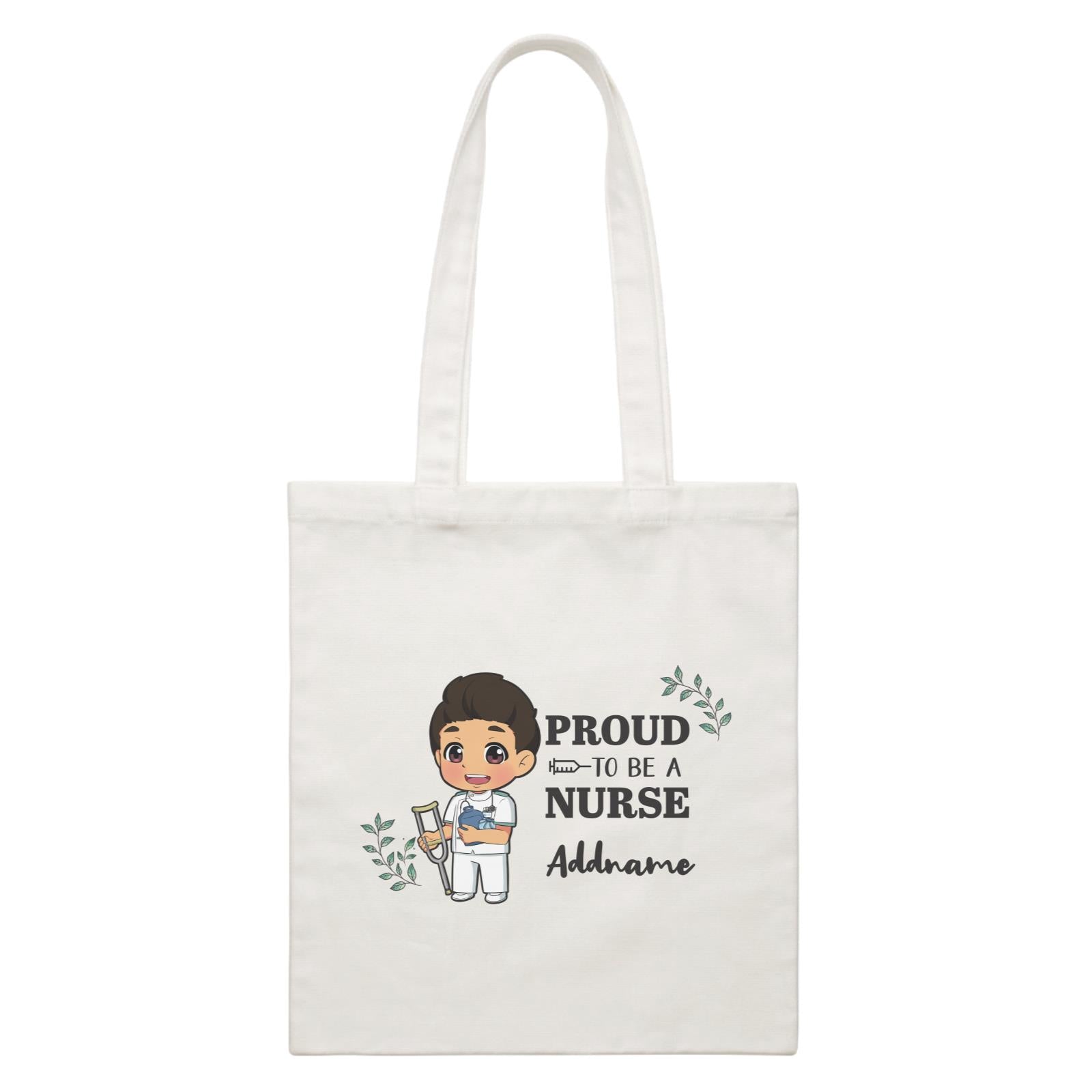 Proud To Be A Nurse Chibi Male Malay White Canvas Bag