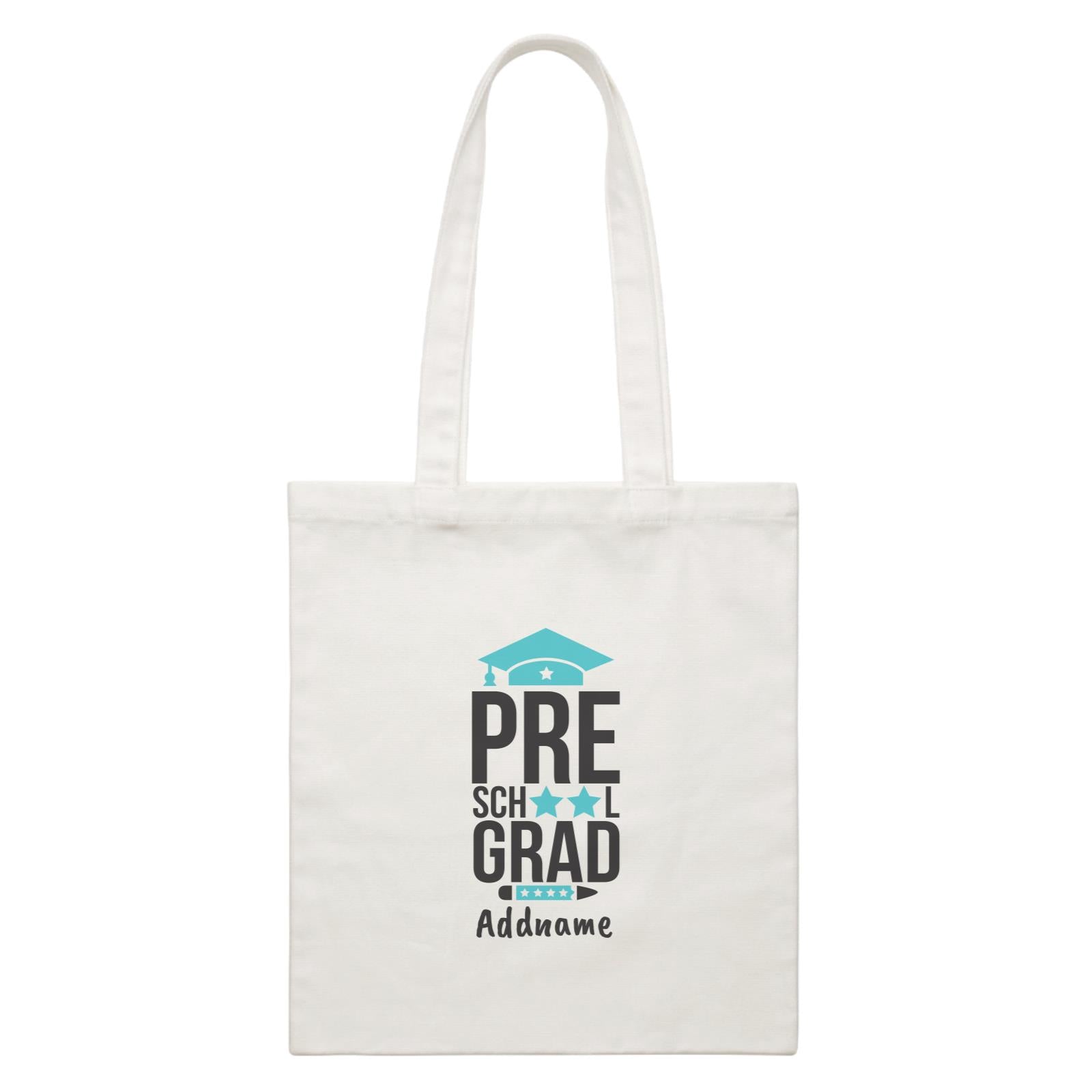 Graduation Series Pre-School Grad Blue Stars White Canvas Bag