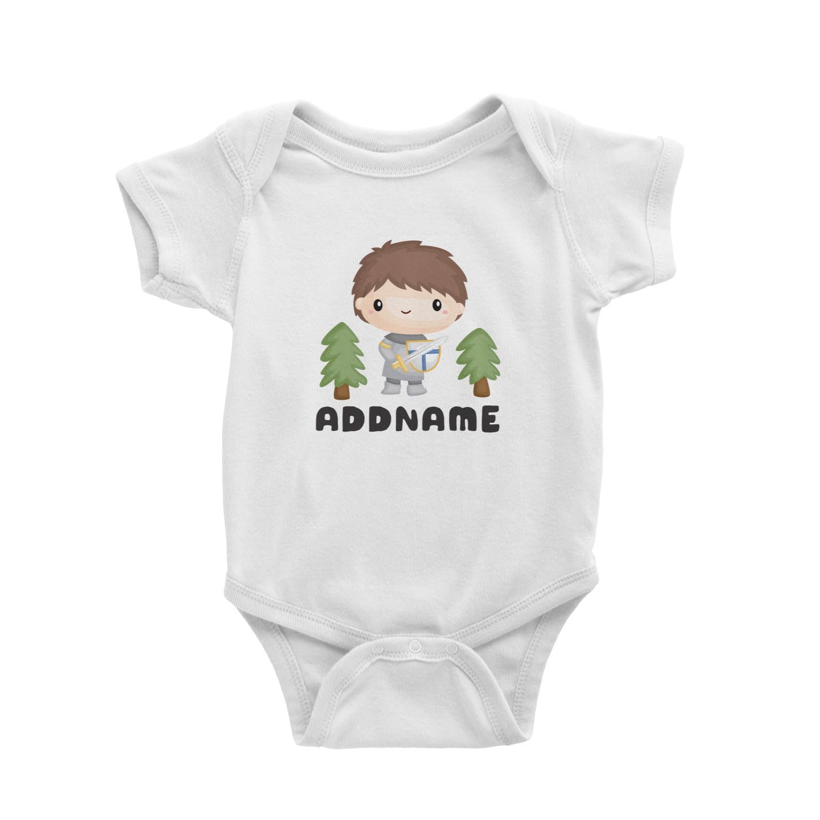 Birthday Royal Knight Boy Holding Sheild And Sword Addname Baby Romper