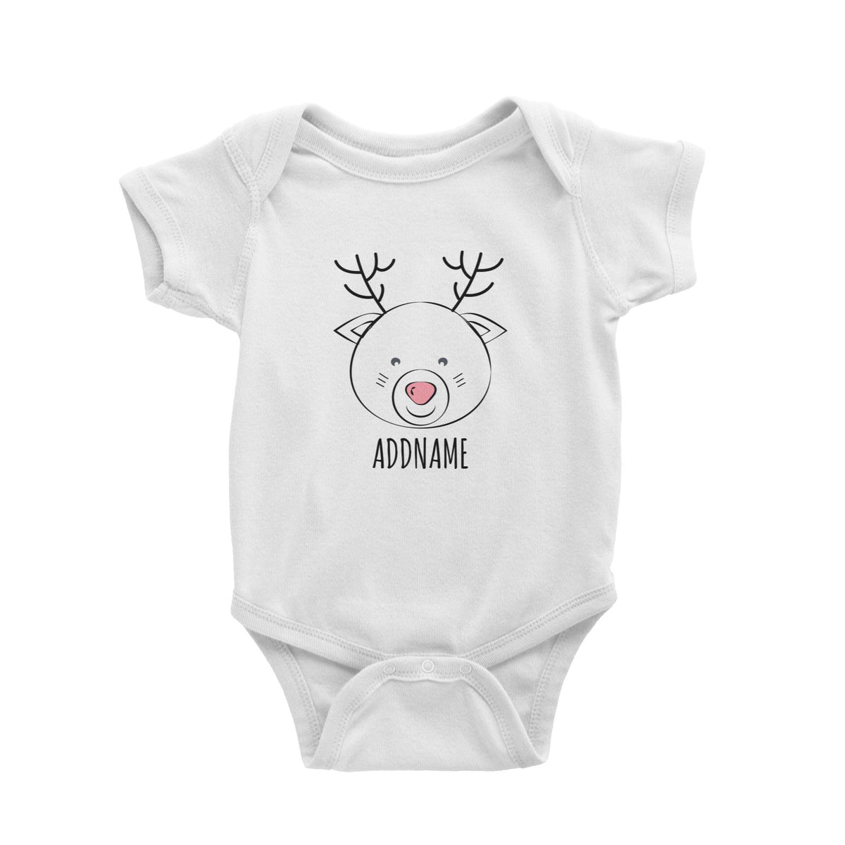Deer Doodle White White Baby Romper