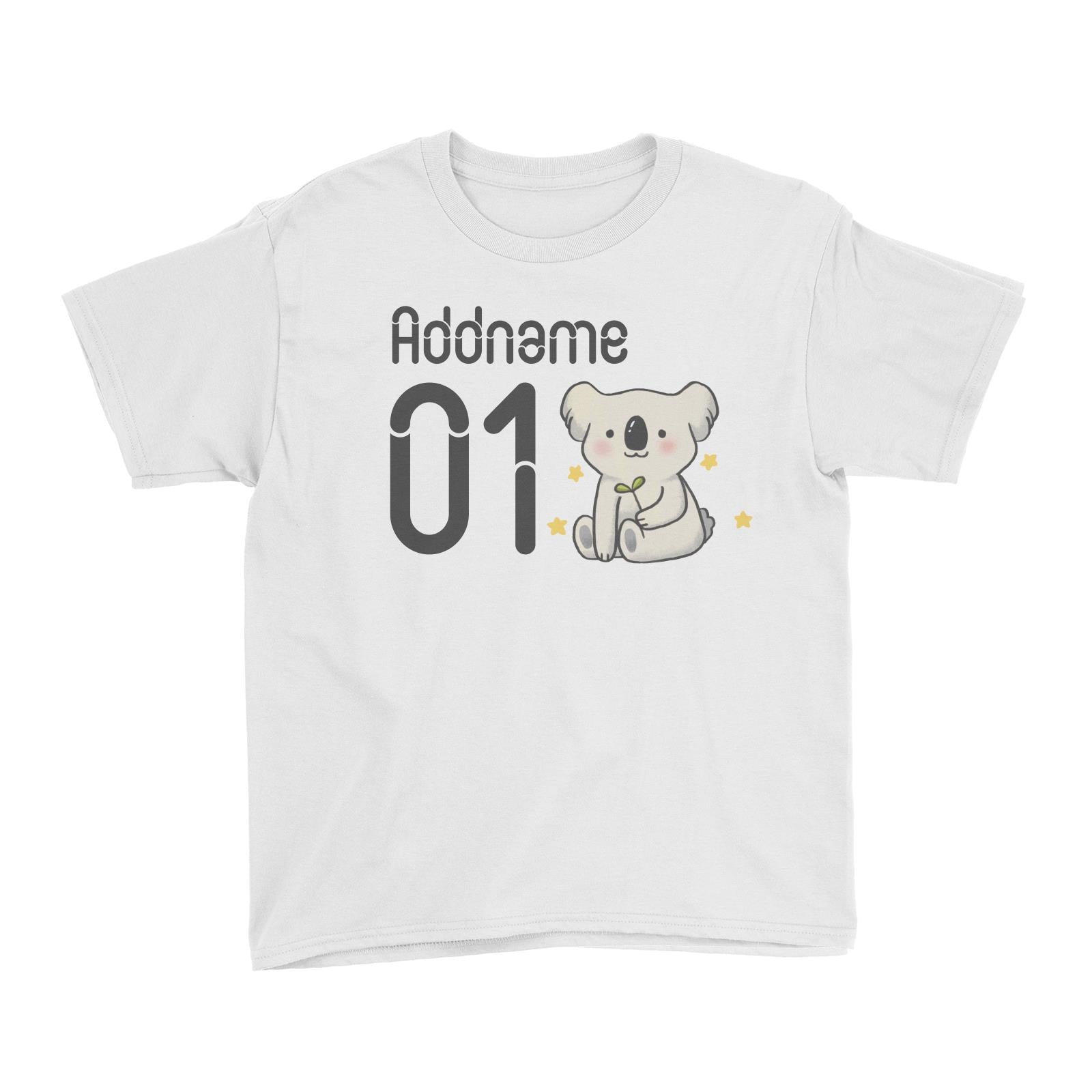 Name and Number Cute Hand Drawn Style Koala Kid's T-Shirt (FLASH DEAL)