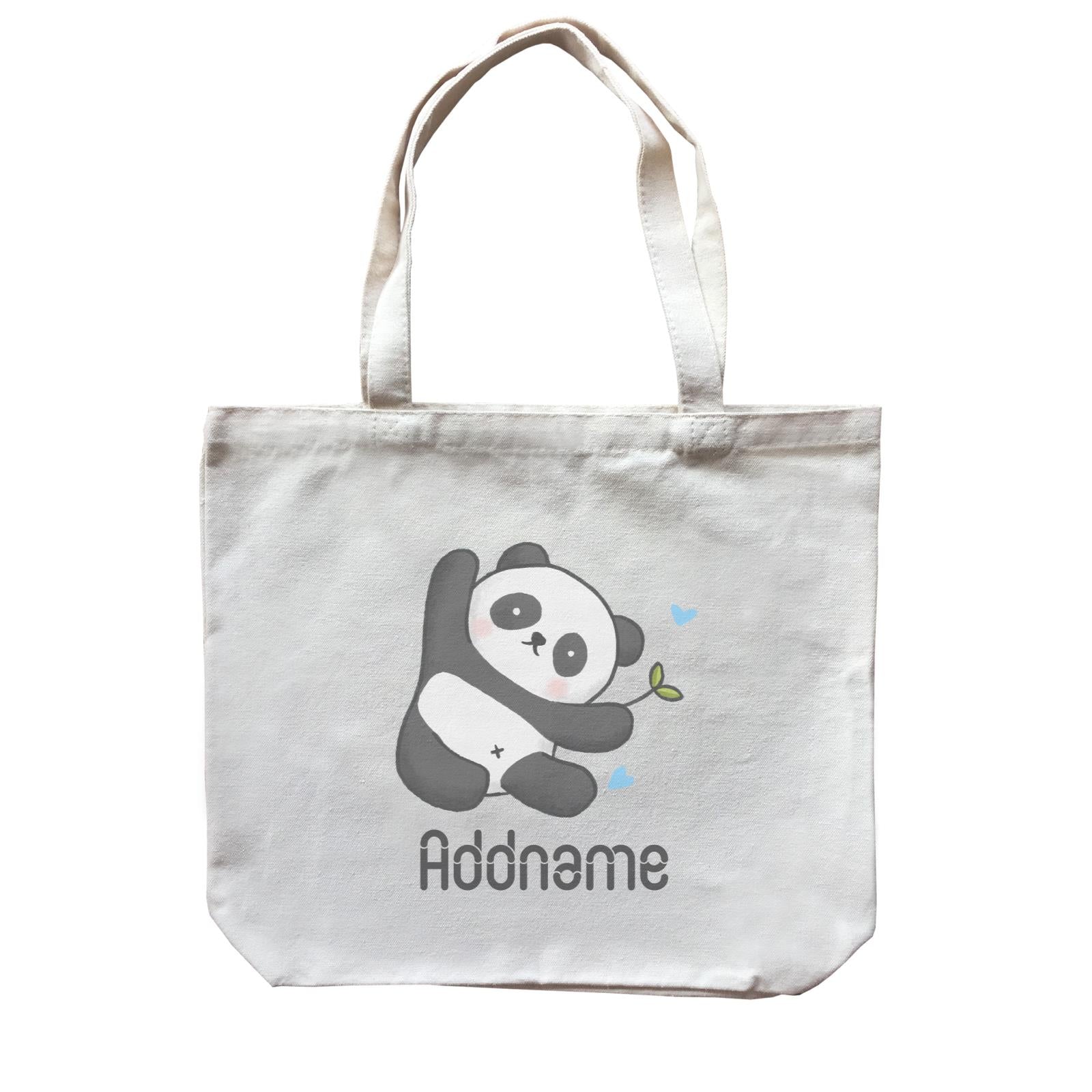 Cute Hand Drawn Style Panda Addname Canvas Bag
