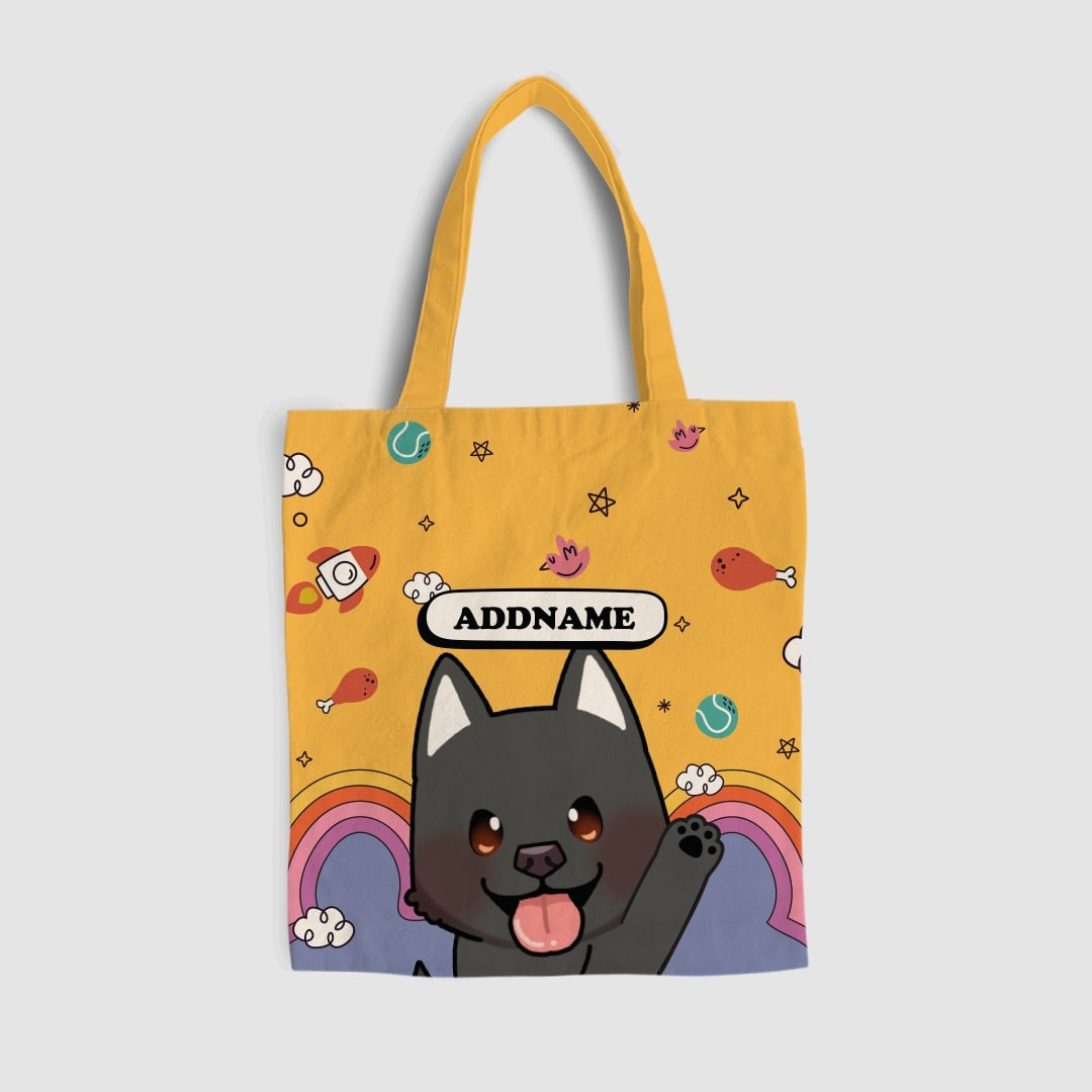Paw Print Series Full Print Tote Bag - Black Mix