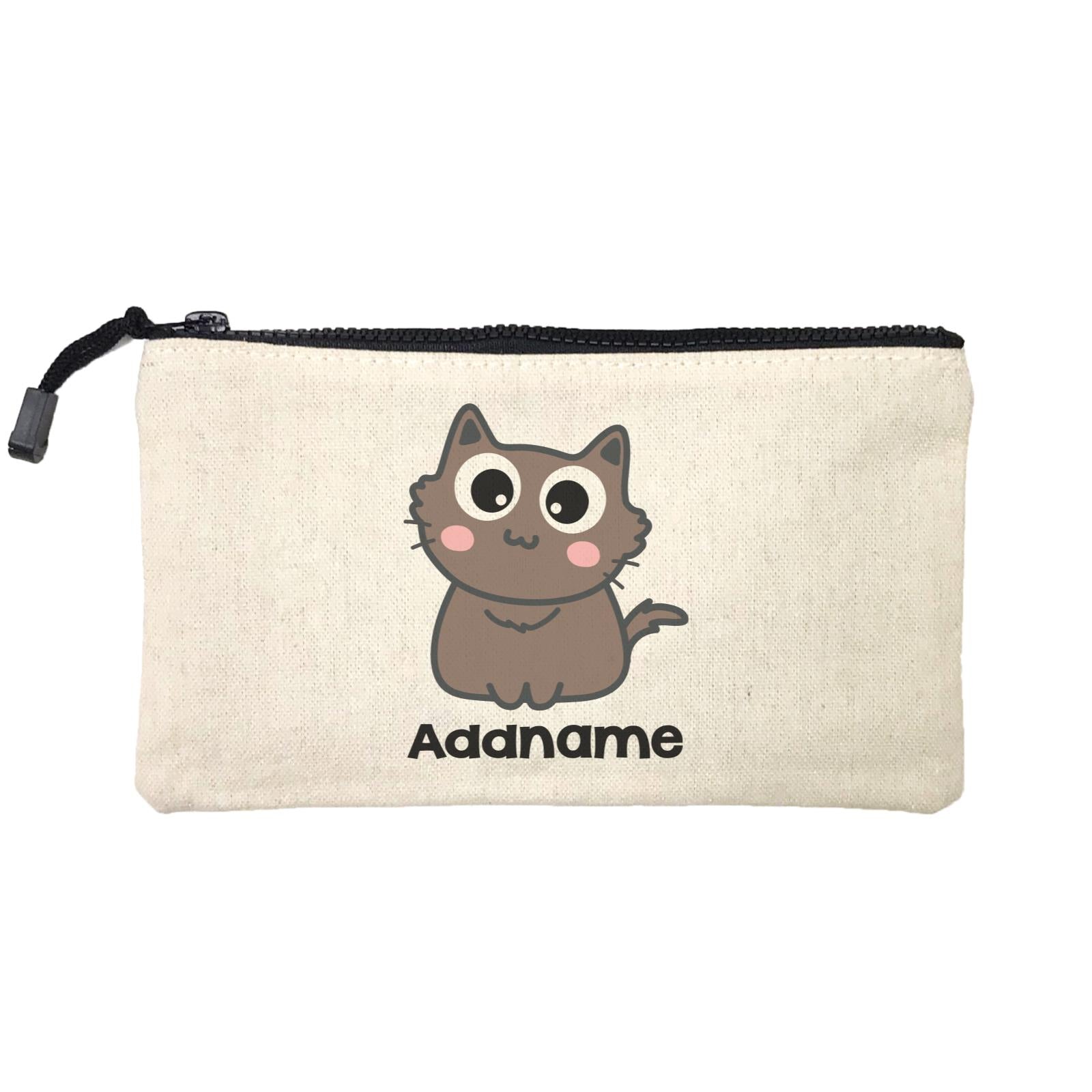 Drawn Adorable Cats Chocolate Addname Mini Accessories Stationery Pouch