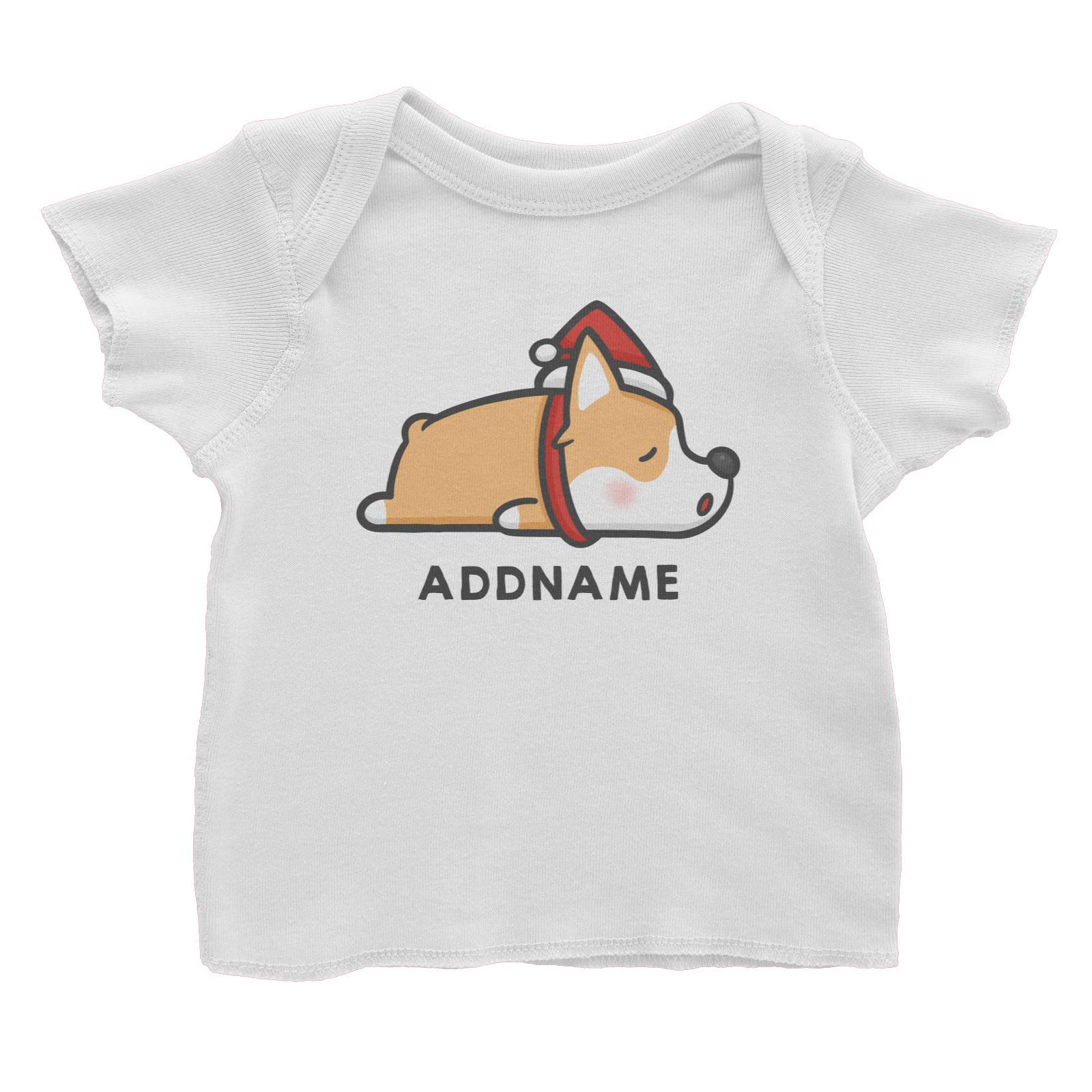 Xmas Cute Sleeping Corgi Addname Accessories Baby T-Shirt