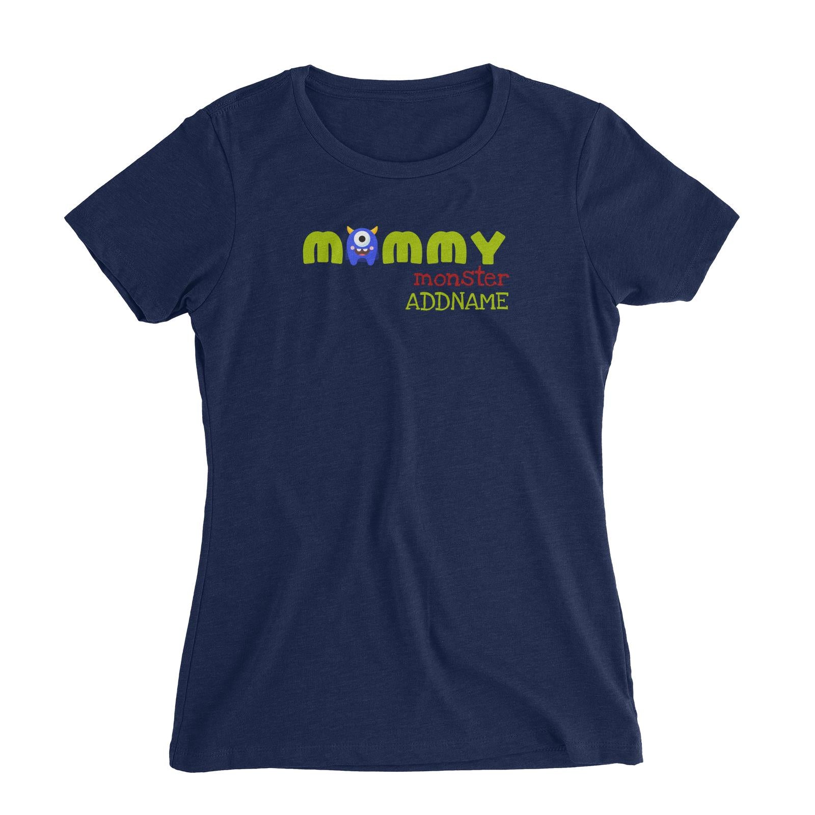 Blue Mommy Monster Addname Women's Slim Fit T-Shirt
