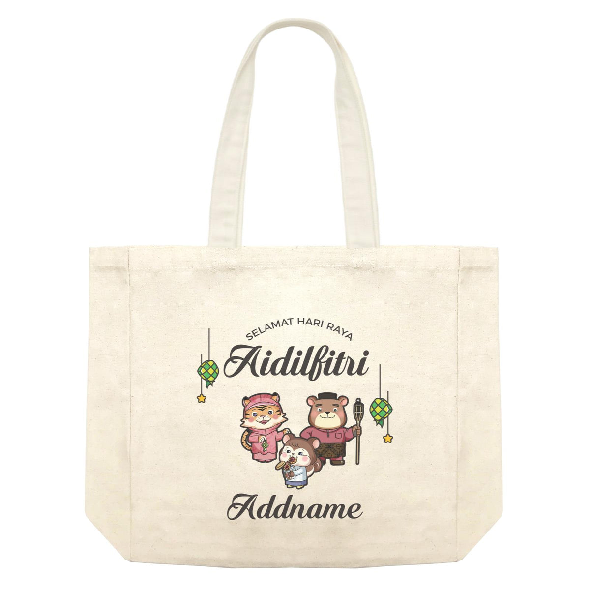 Raya Cute Animals Family With Sister Squirrel Wishes Selamat Hari Raya Aidilfitri Shopping Bag