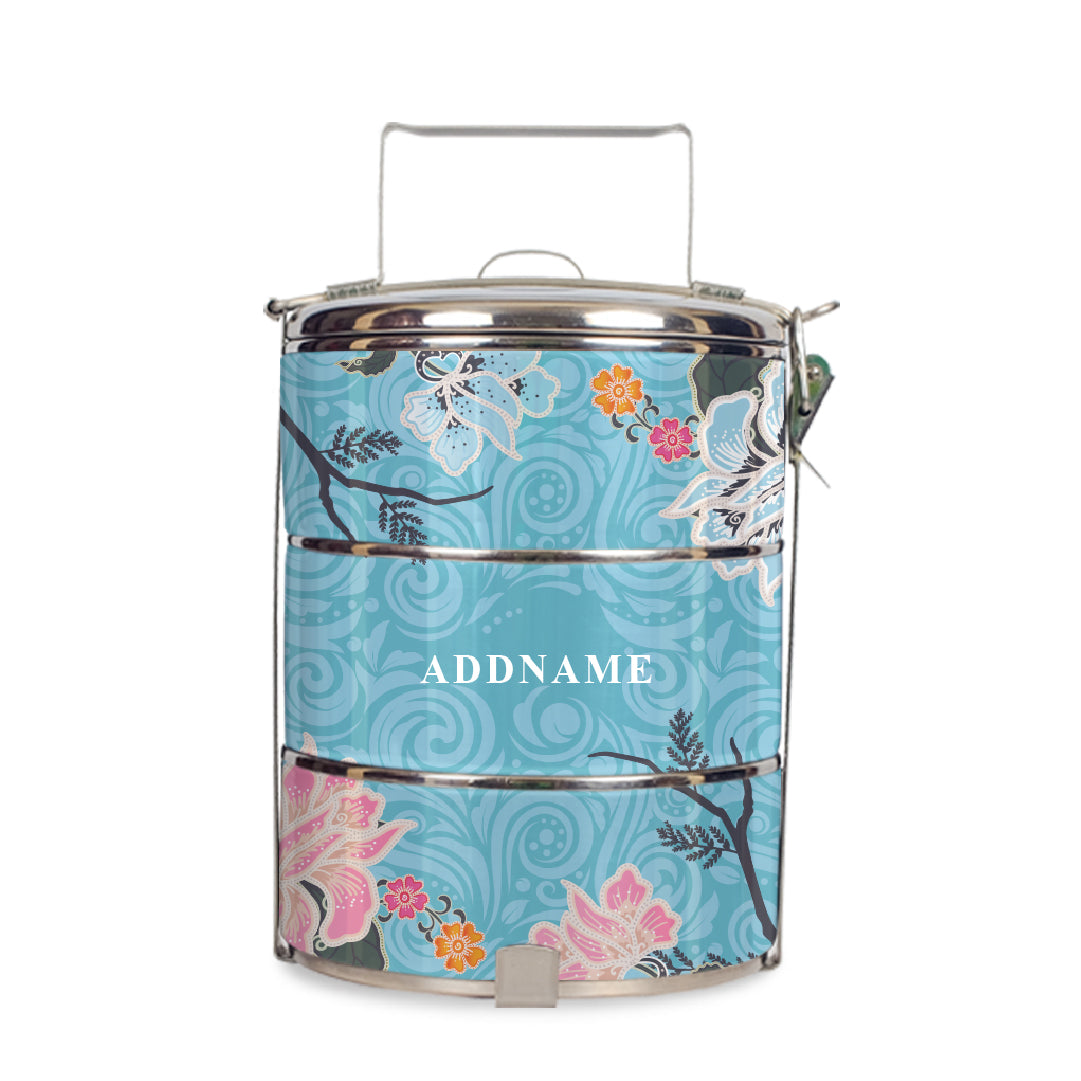 Modern Mahsuri Blue - Three-Tier Tiffin Carrier