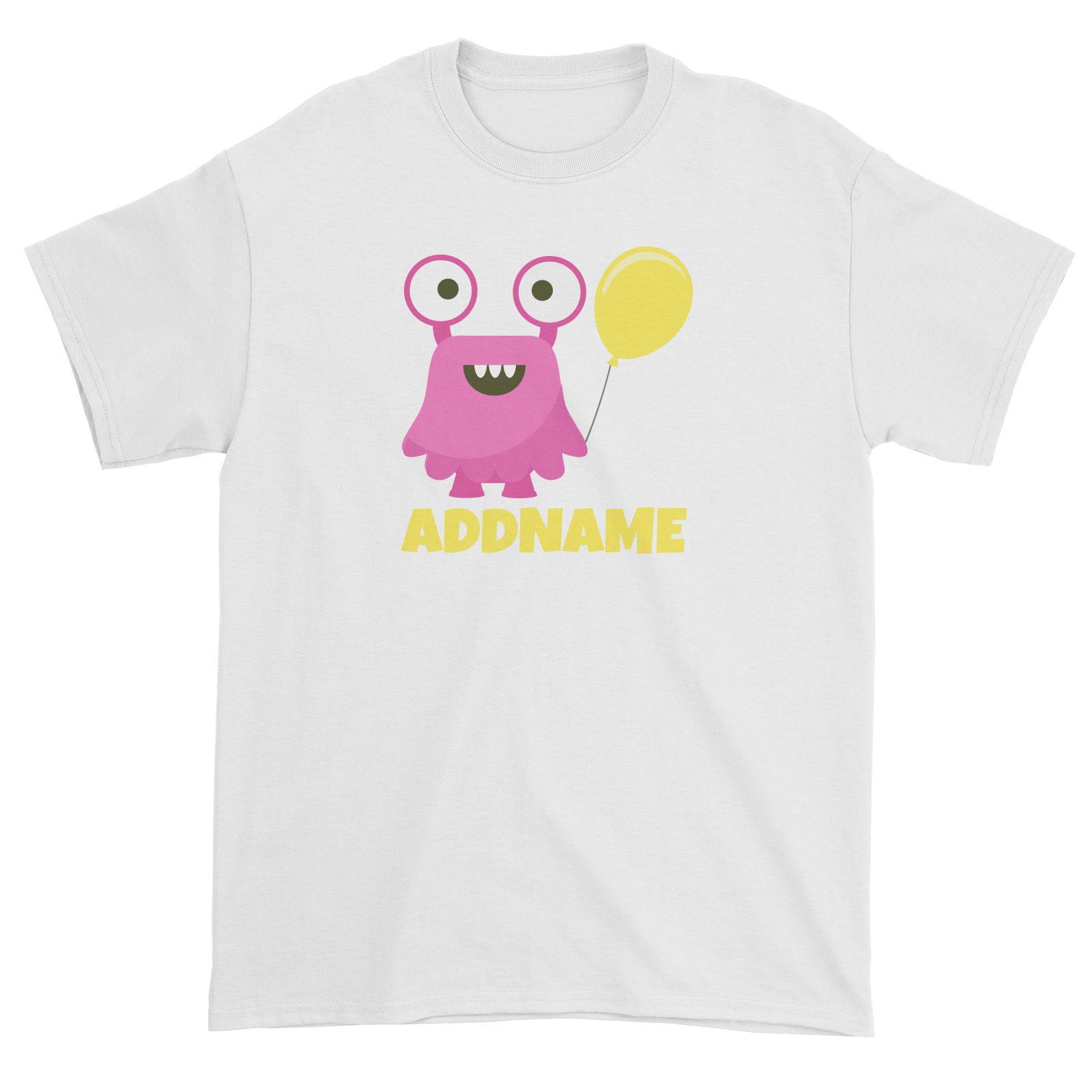 Pink Monster Birthday Theme Addname Unisex T-Shirt