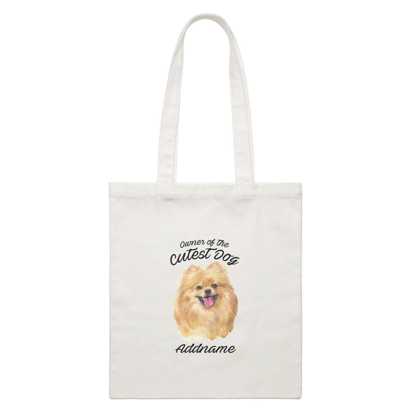 Watercolor Dog Owner Of The Cutest Dog Pomeranian Addname White Canvas Bag
