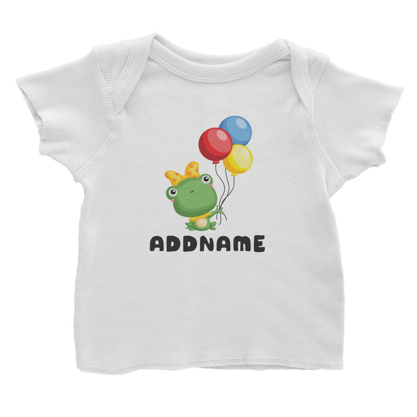 Birthday Frog Frog Girl Holding Balloons Addname Baby T-Shirt