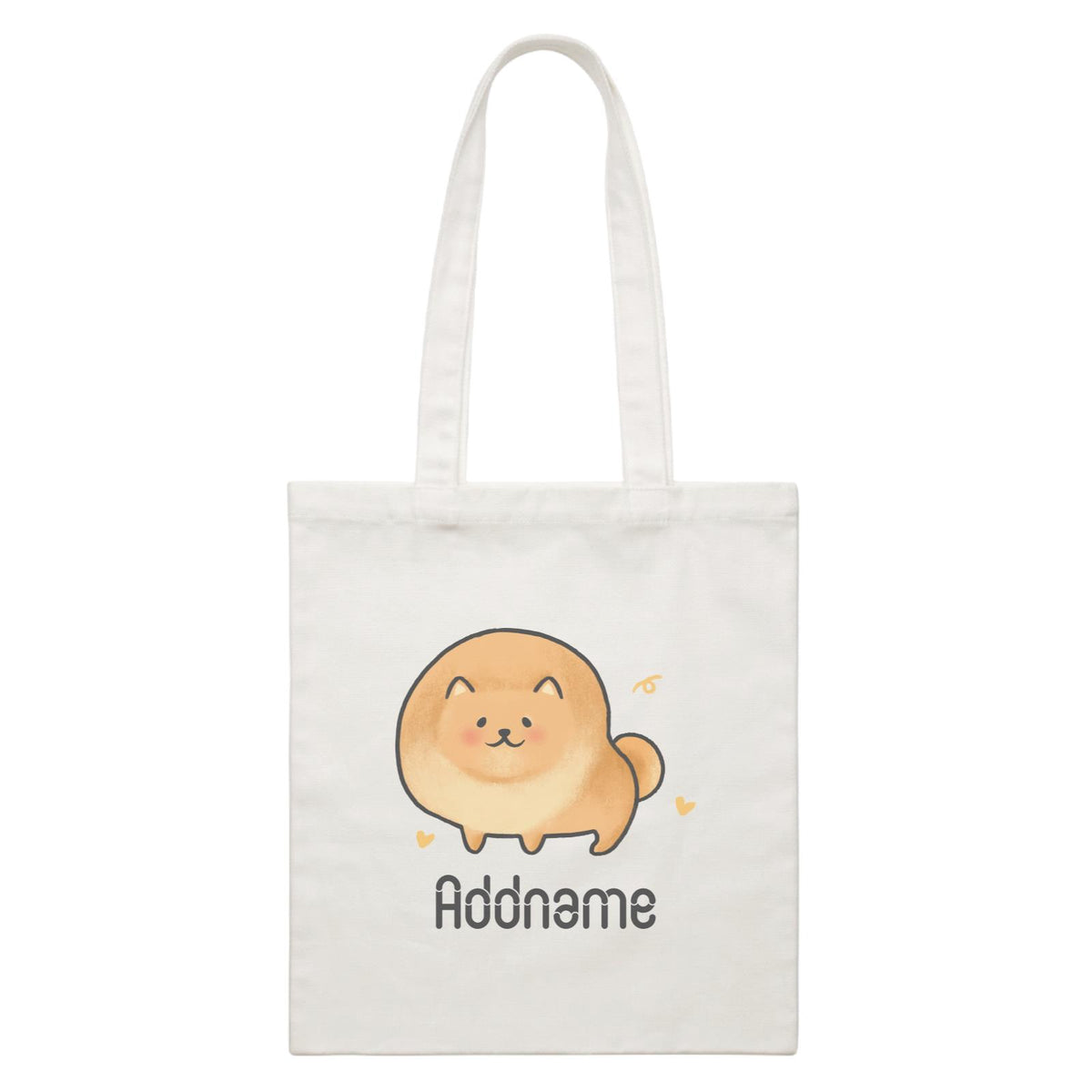 Cute Hand Drawn Style Pomeranian Addname White Canvas Bag