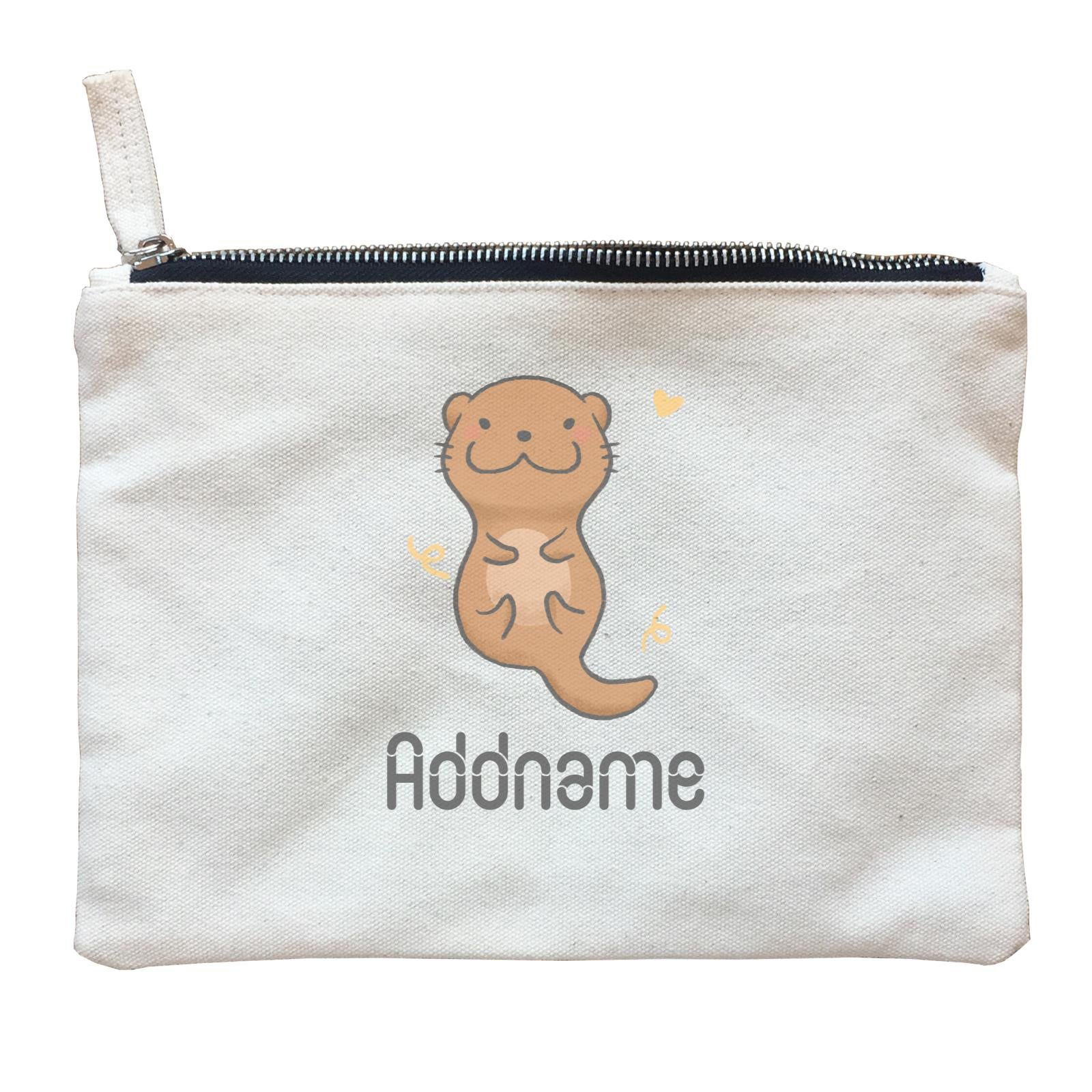 Cute Hand Drawn Style Otter Addname Zipper Pouch