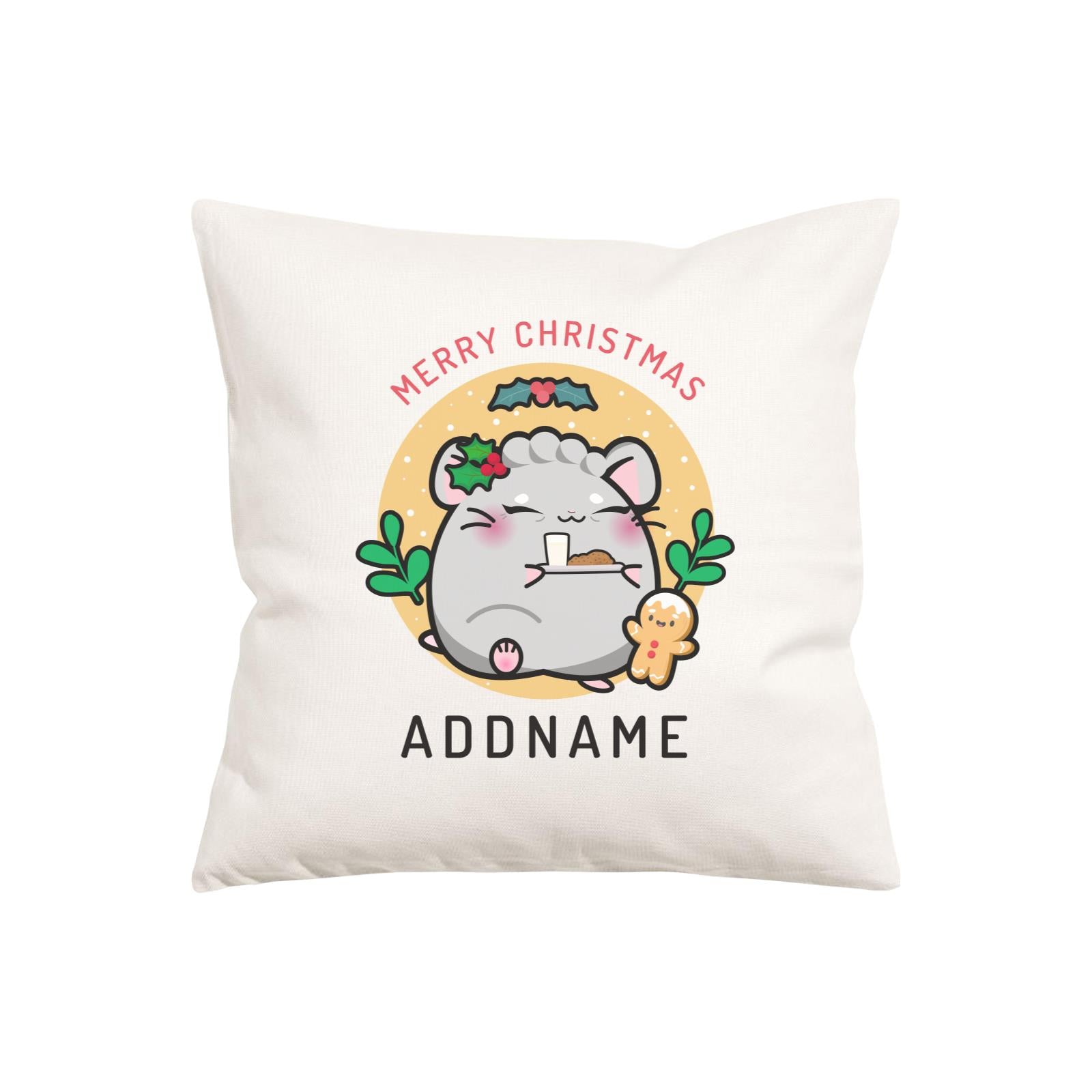 Merry Christmas Cute Santa Mistletoe Grandma Hamster Pillow Cushion