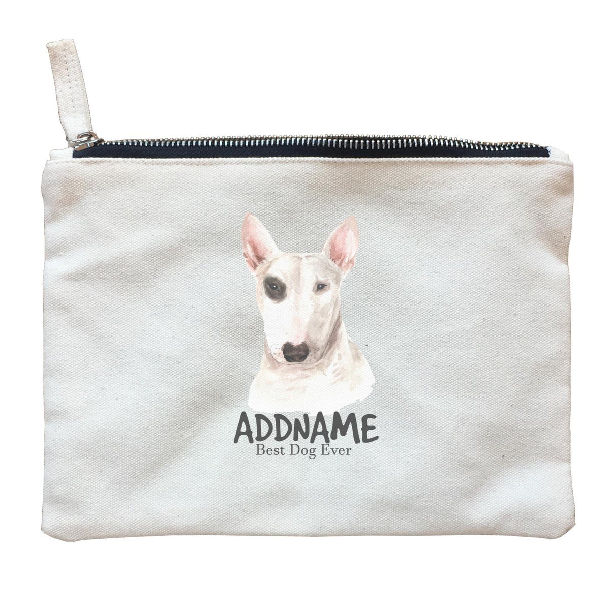 Watercolor Dog Bull Terrier Best Dog Ever Addname Zipper Pouch