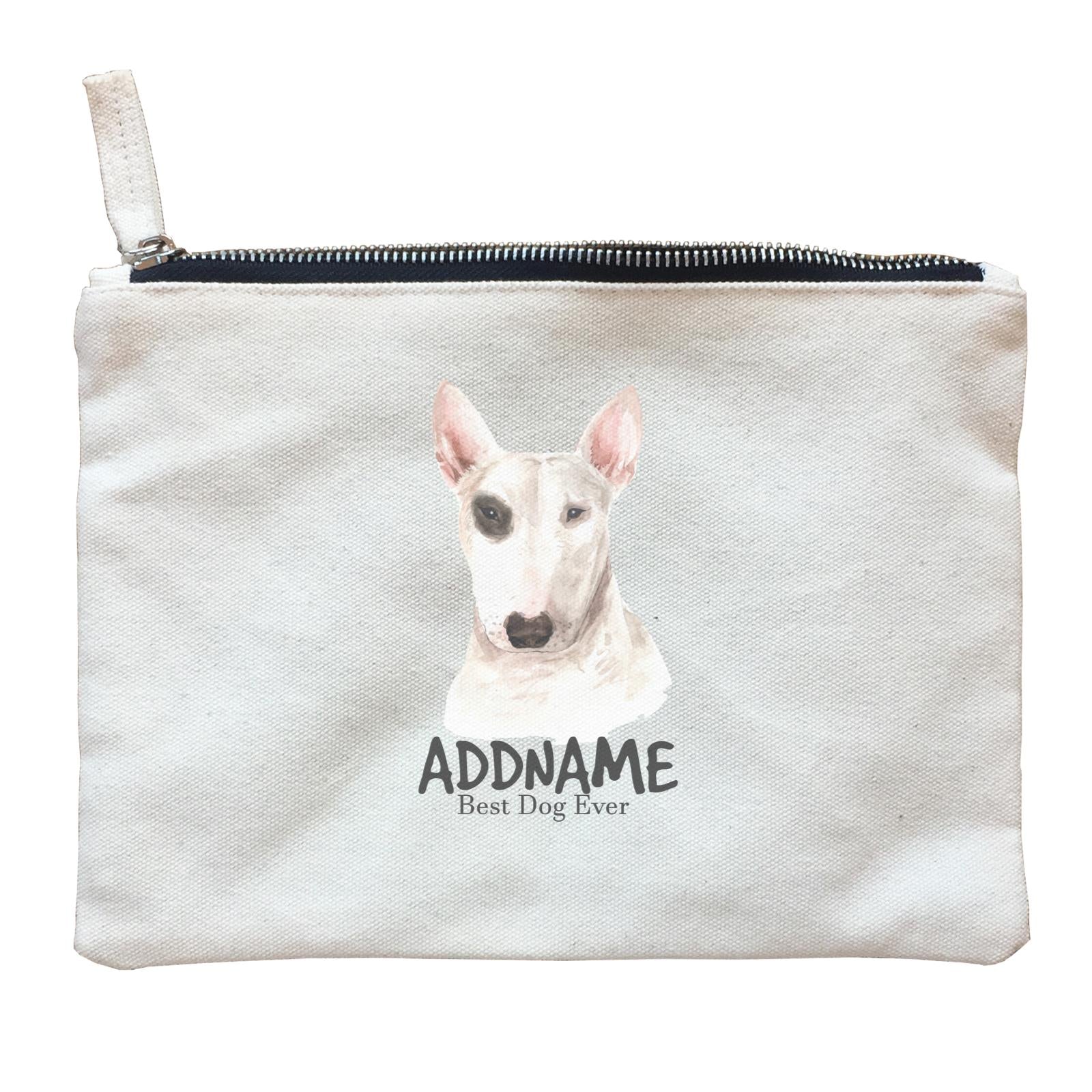 Watercolor Dog Bull Terrier Best Dog Ever Addname Zipper Pouch