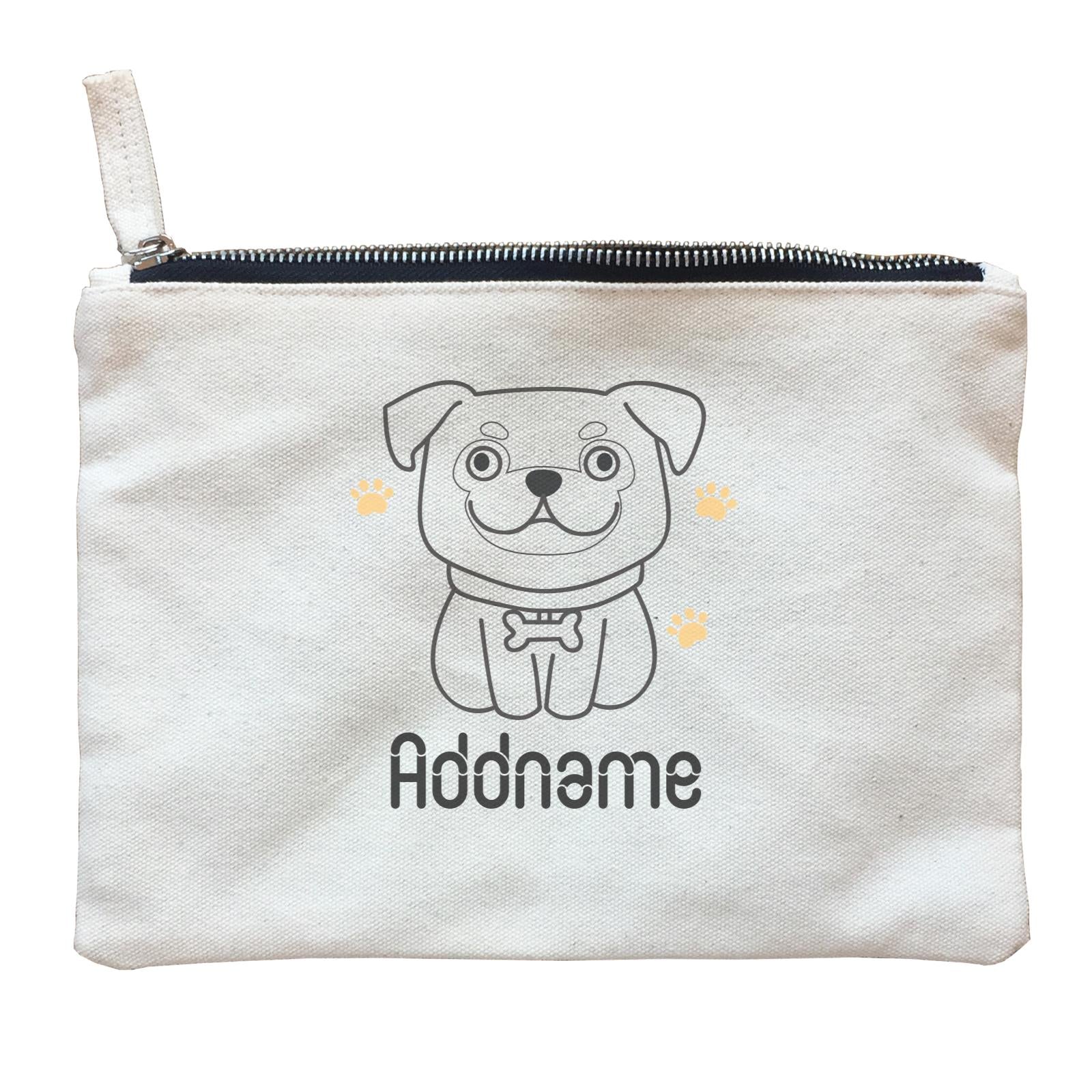 Coloring Outline Cute Hand Drawn Animals Dogs Pug Addname Zipper Pouch