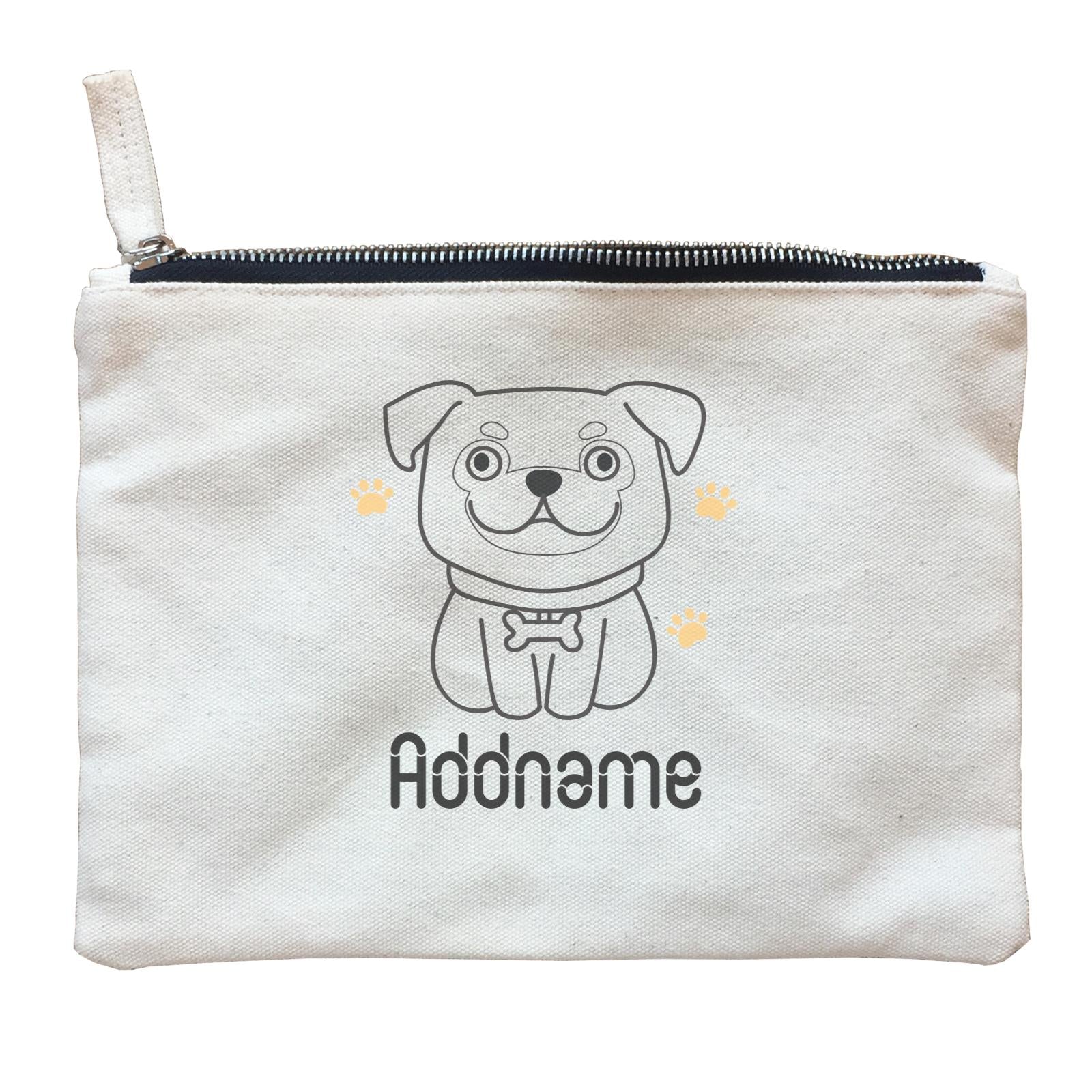 Coloring Outline Cute Hand Drawn Animals Dogs Pug Addname Zipper Pouch