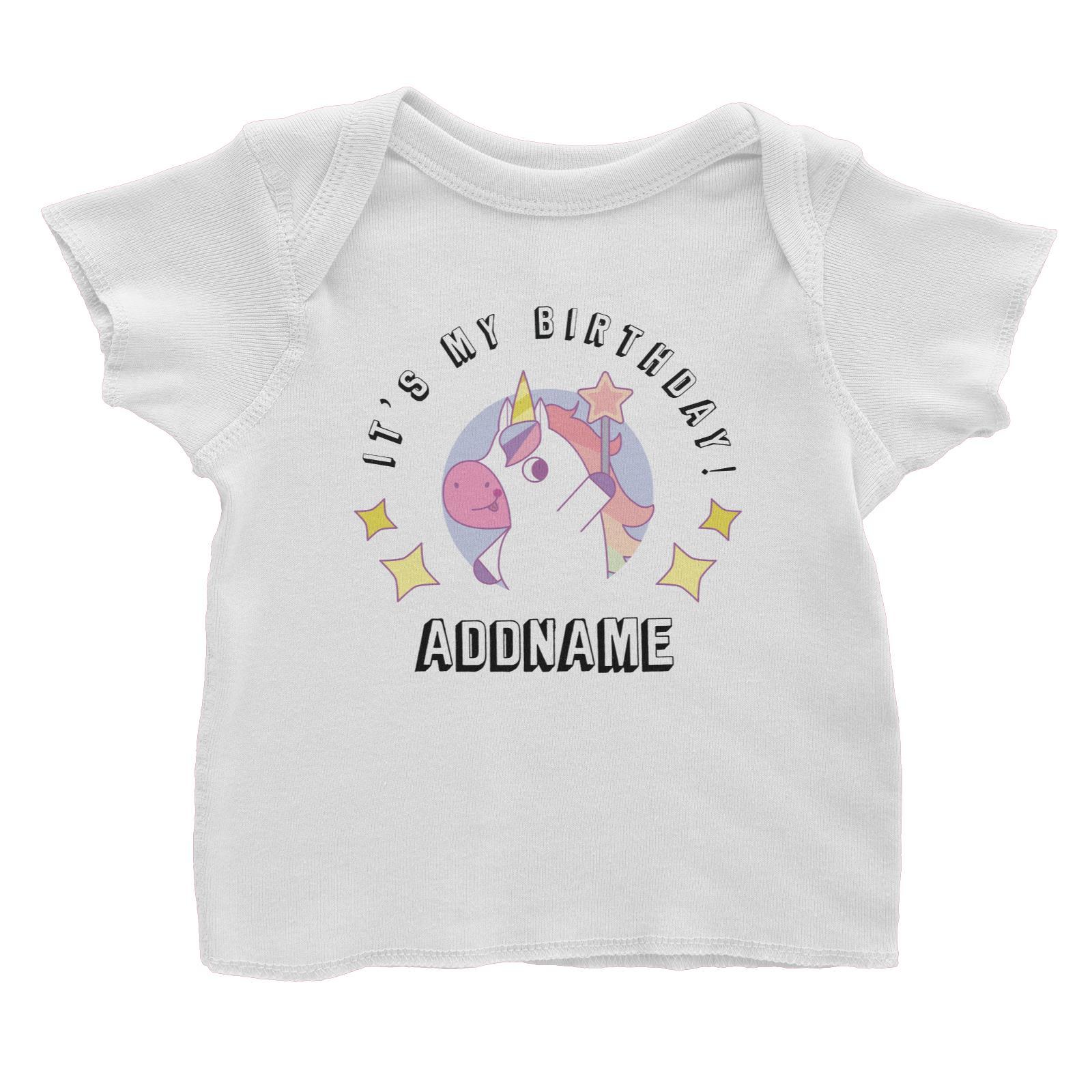 Birthday Unicorn Girl With Magic Wand It's My Birthday Addname Baby T-Shirt