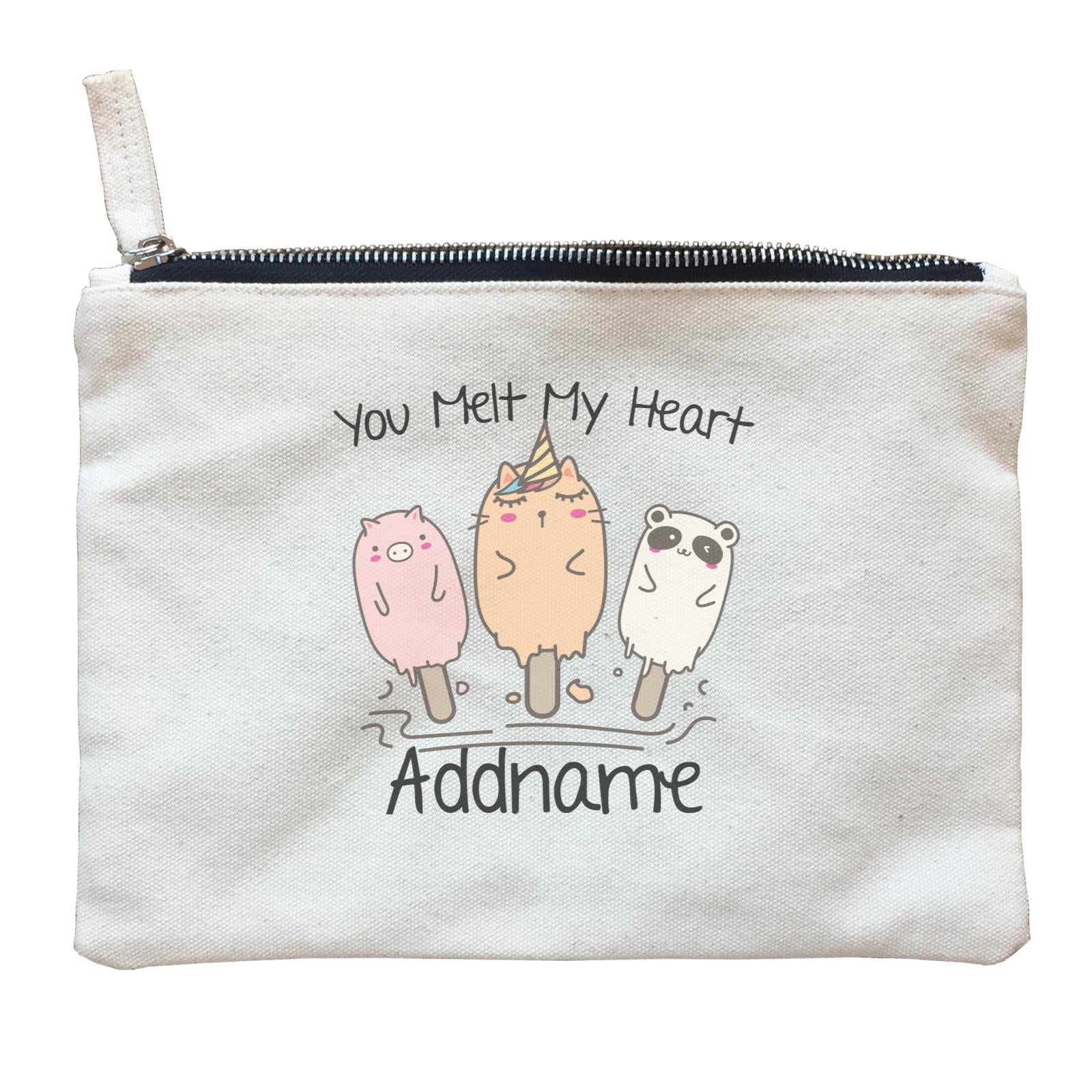 Cute Animals And Friends Series You Melt My Heart Animal Addname Zipper Pouch