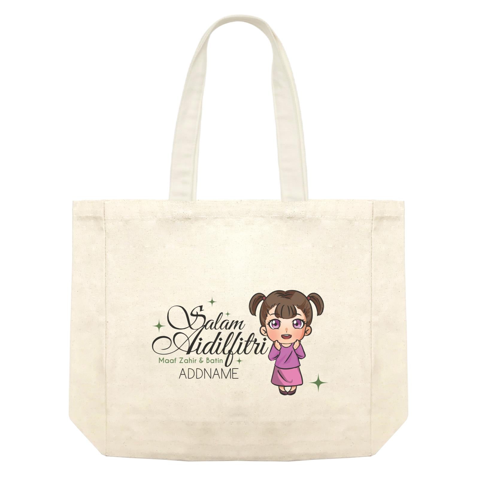 Raya Chibi Wishes Little Girl Addname Wishes Everyone Salam Aidilfitri Maaf Zahir & Batin Accessories Shopping Bag