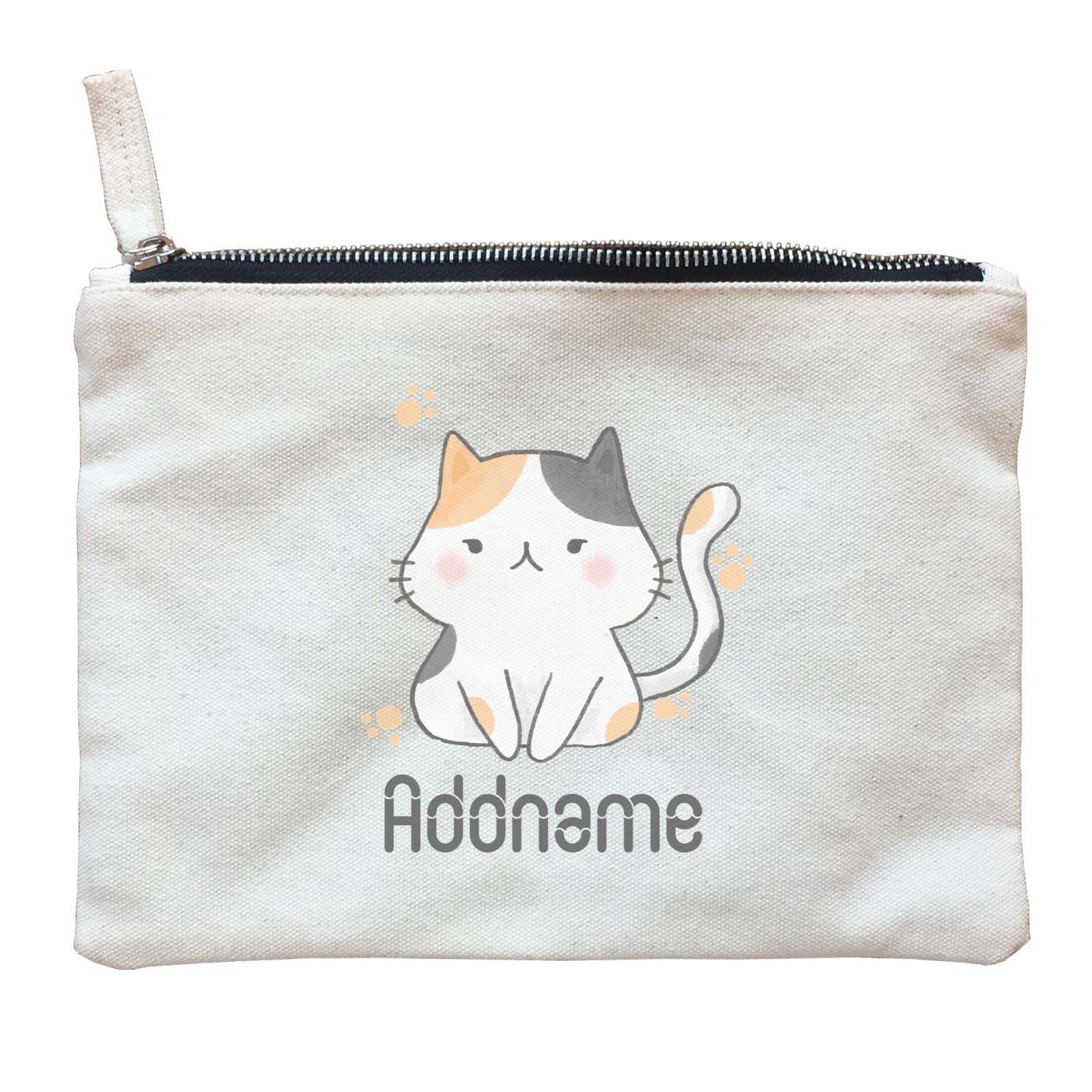 Cute Hand Drawn Style Cat Addname Zipper Pouch