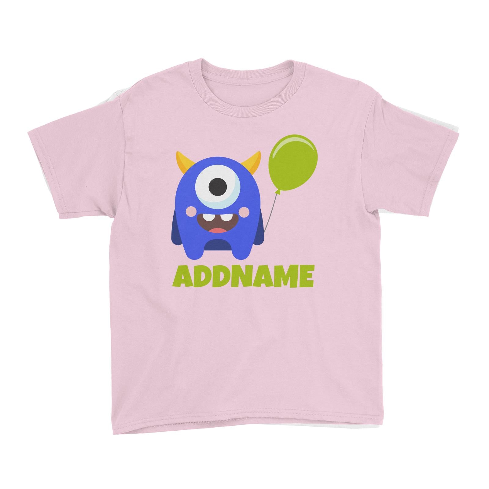 Blue Monster Birthday Theme Addname Kid's T-Shirt