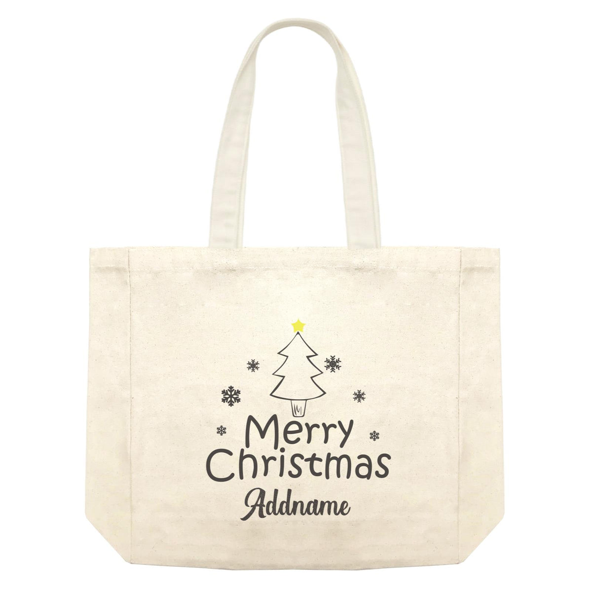 Christmas Series Merry Christmas Tree with Snowflakes Shopping Bag