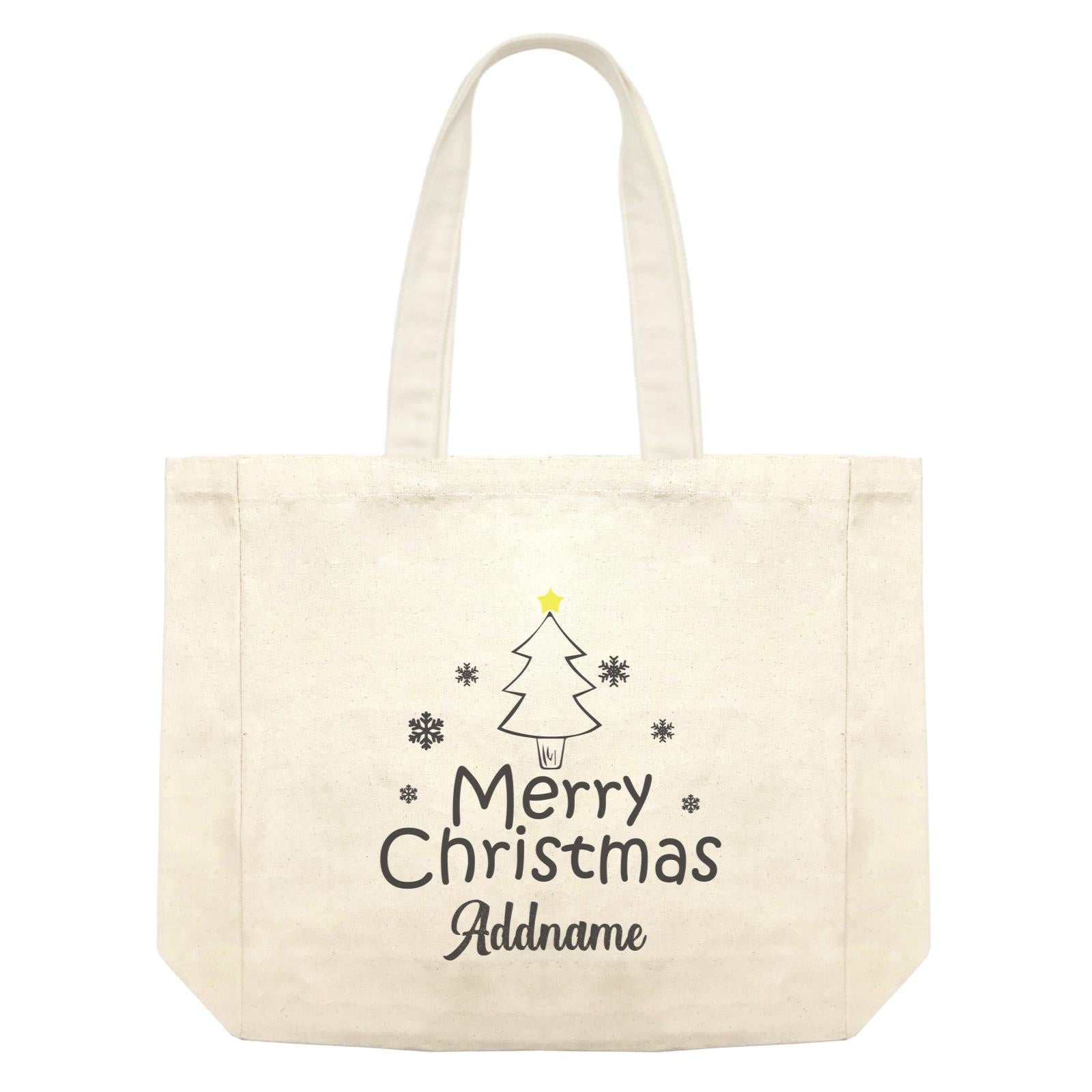 Christmas Series Merry Christmas Tree with Snowflakes Shopping Bag