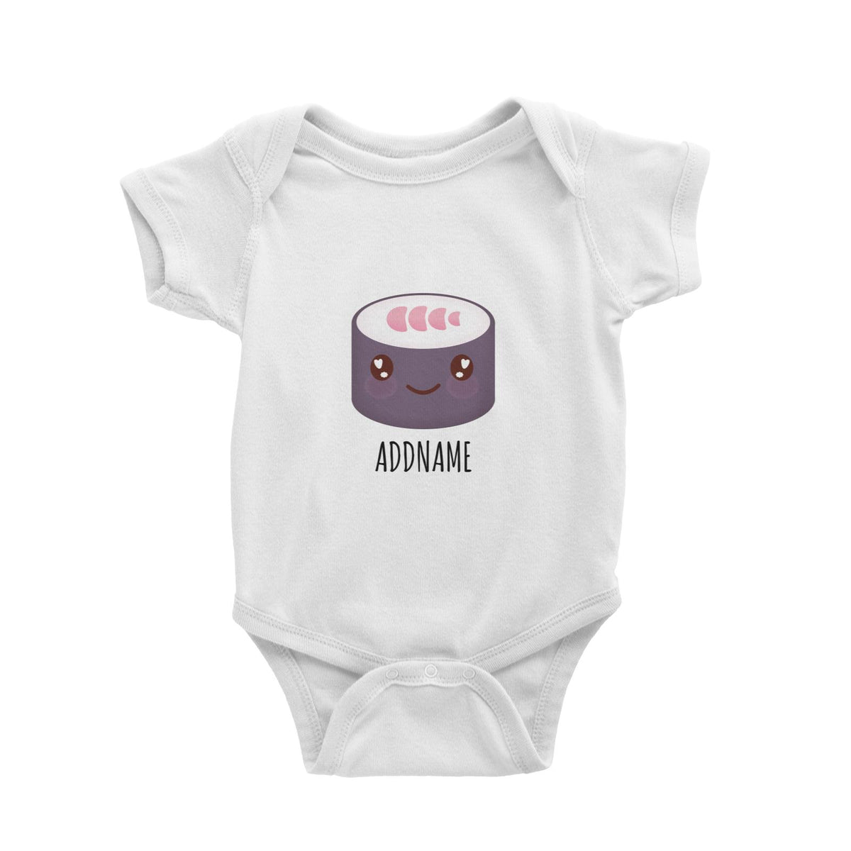 Kawaii Fish Sushi Roll White White Baby Romper